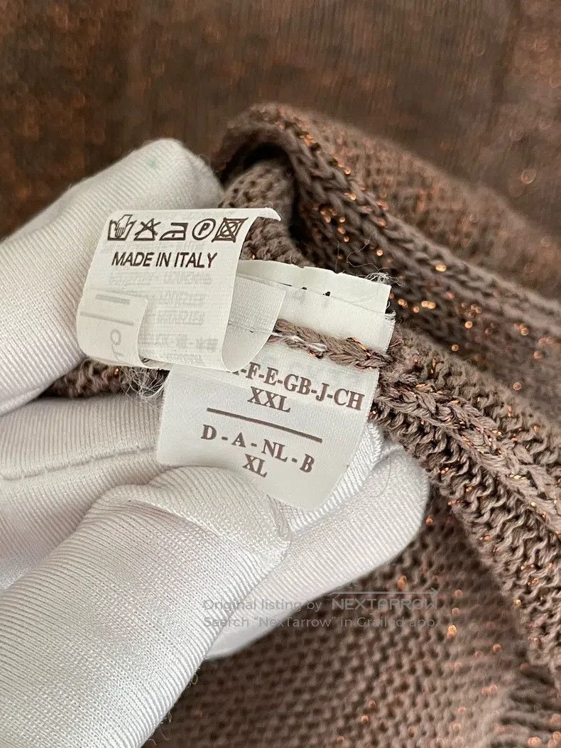Brunello Cucinelli Brown Gold Thread Cotton Long Cardigan
