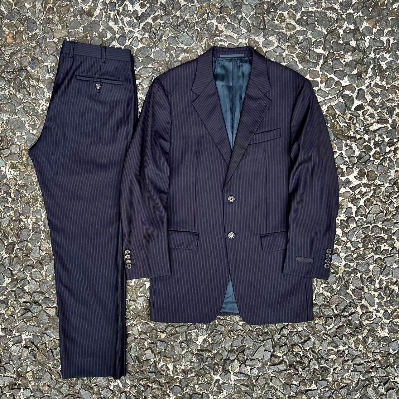 Prada Early 2000s Sleeve Tag Pinstripe Wool Menswear Set
