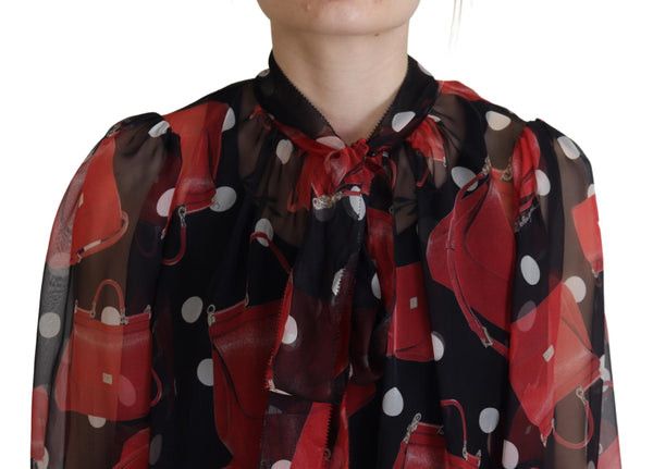 Dolce & Gabbana o1y0925 Silk Bow Blouse in Multicolor Size XS / US 0-2 / IT 36-38 - 2 Thumbnail