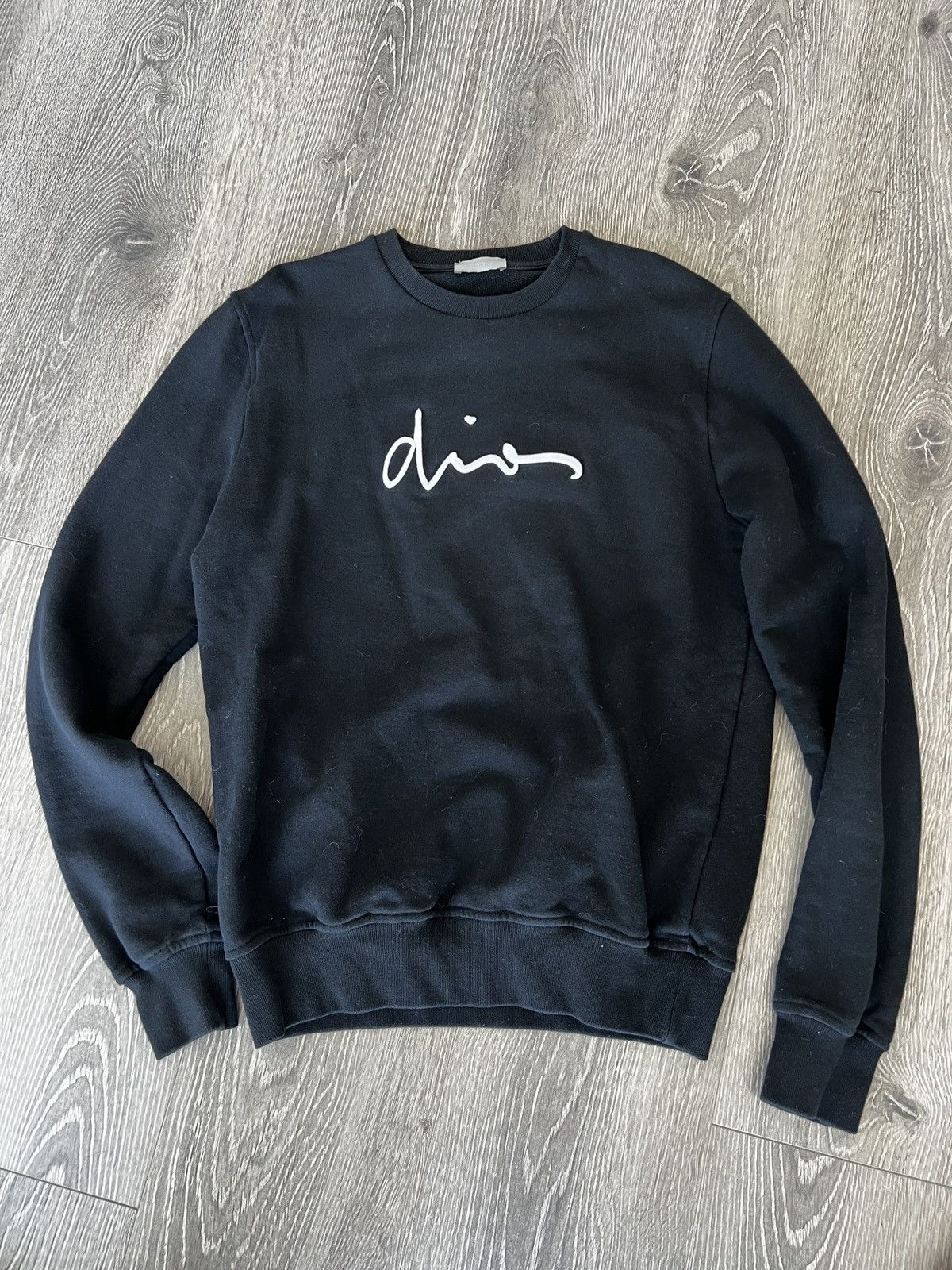 image of Dior Logo Crewneck Sweatshirt - Black, Men's (Size Small)