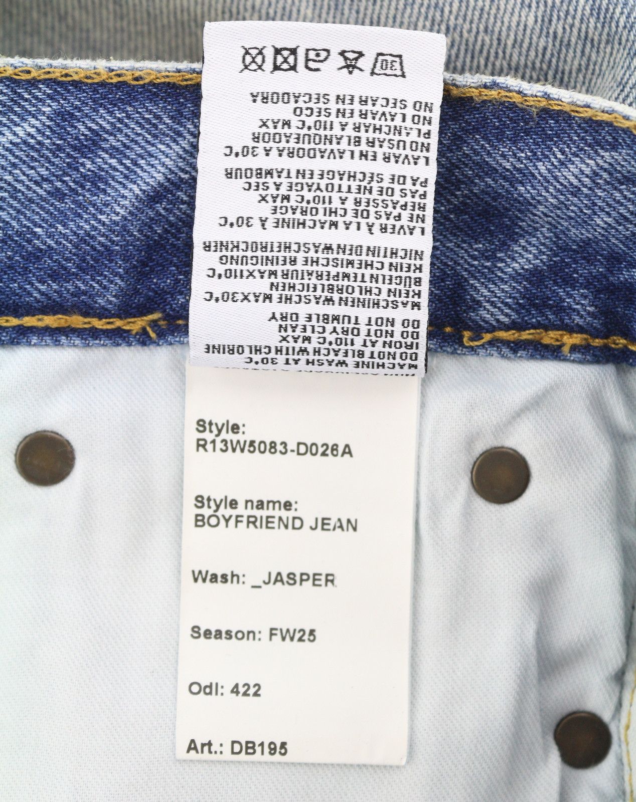 R13 BOYFRIEND 28 Jasper Washed Blue FW25 Jeans 87199 Size 28" / US 6 / IT 42 - 9 Thumbnail