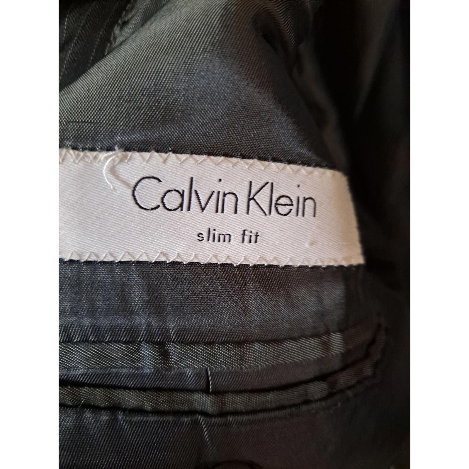 Calvin Klein Calvin Klein Slim Fit Gray Pinstripe 2 Button Blazer Size 40 Size 40R - 7 Thumbnail