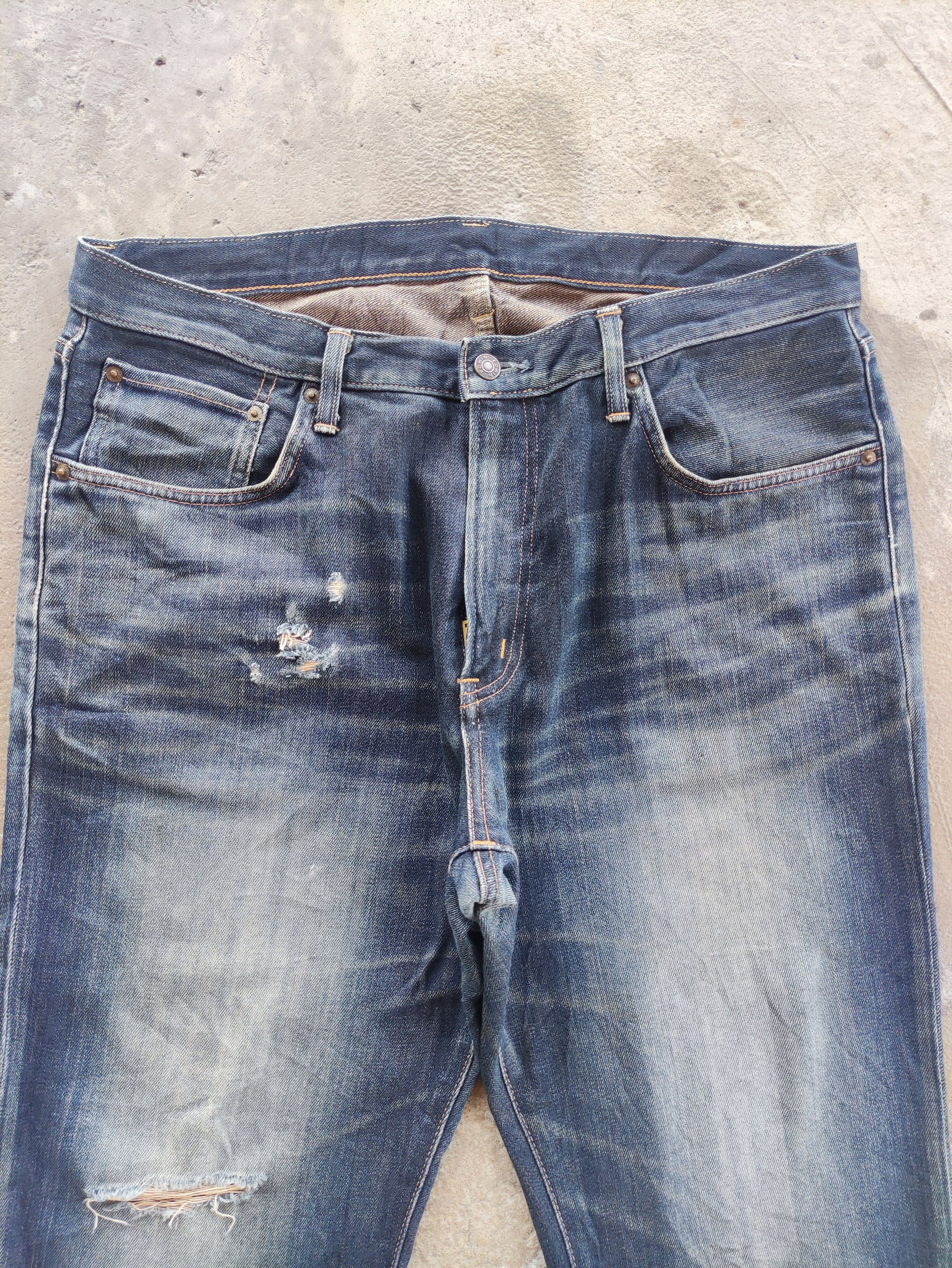 Edwin Vintage Edwin 504 Japan Distress Faded Denim Size US 37 - 3 Thumbnail