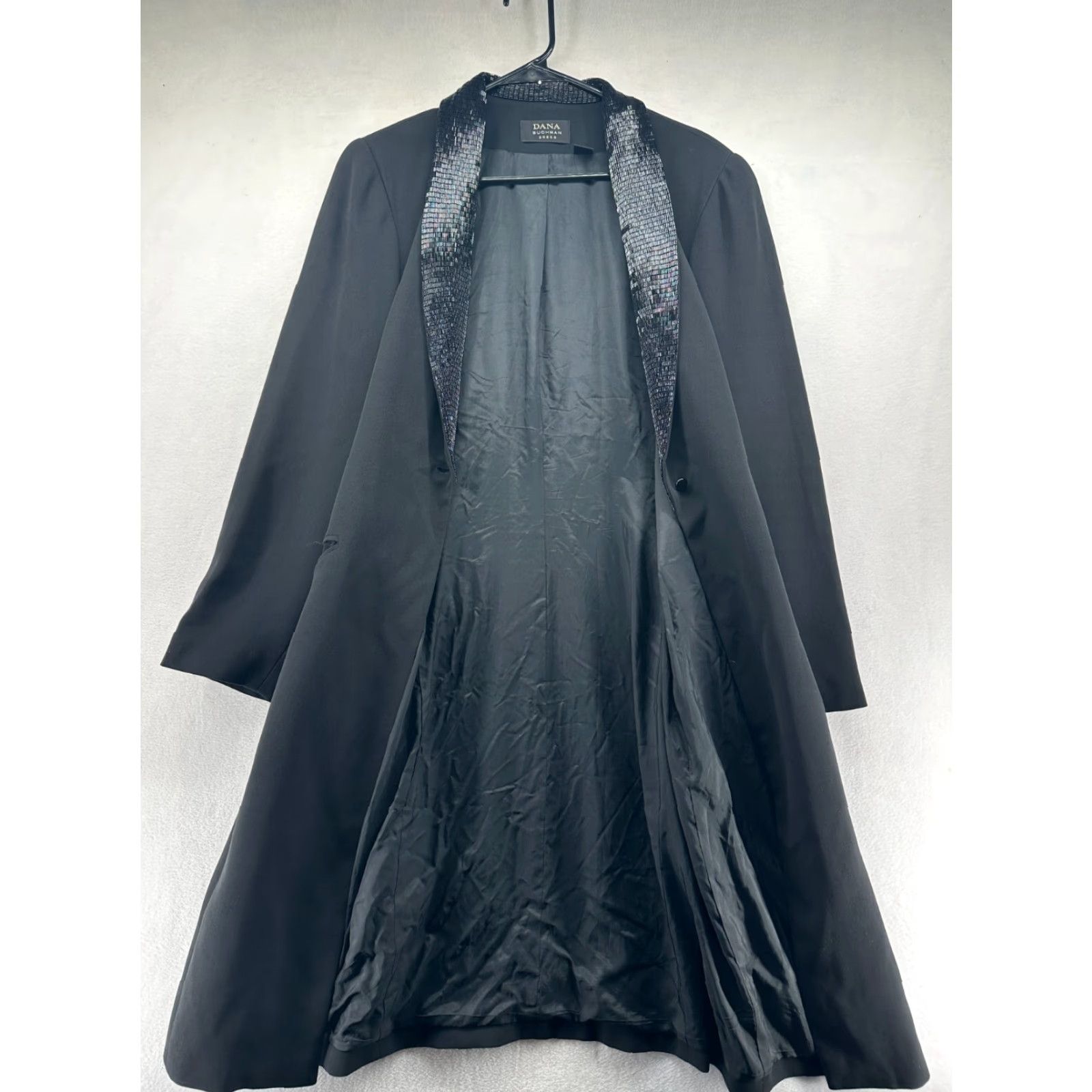 Vintage Dana Buchman Overcoat Black Women's Size 12 Collared Long Sleeve Pockets Coat Dress? Size XL / US 12-14 / IT 48-50 - 3 Thumbnail