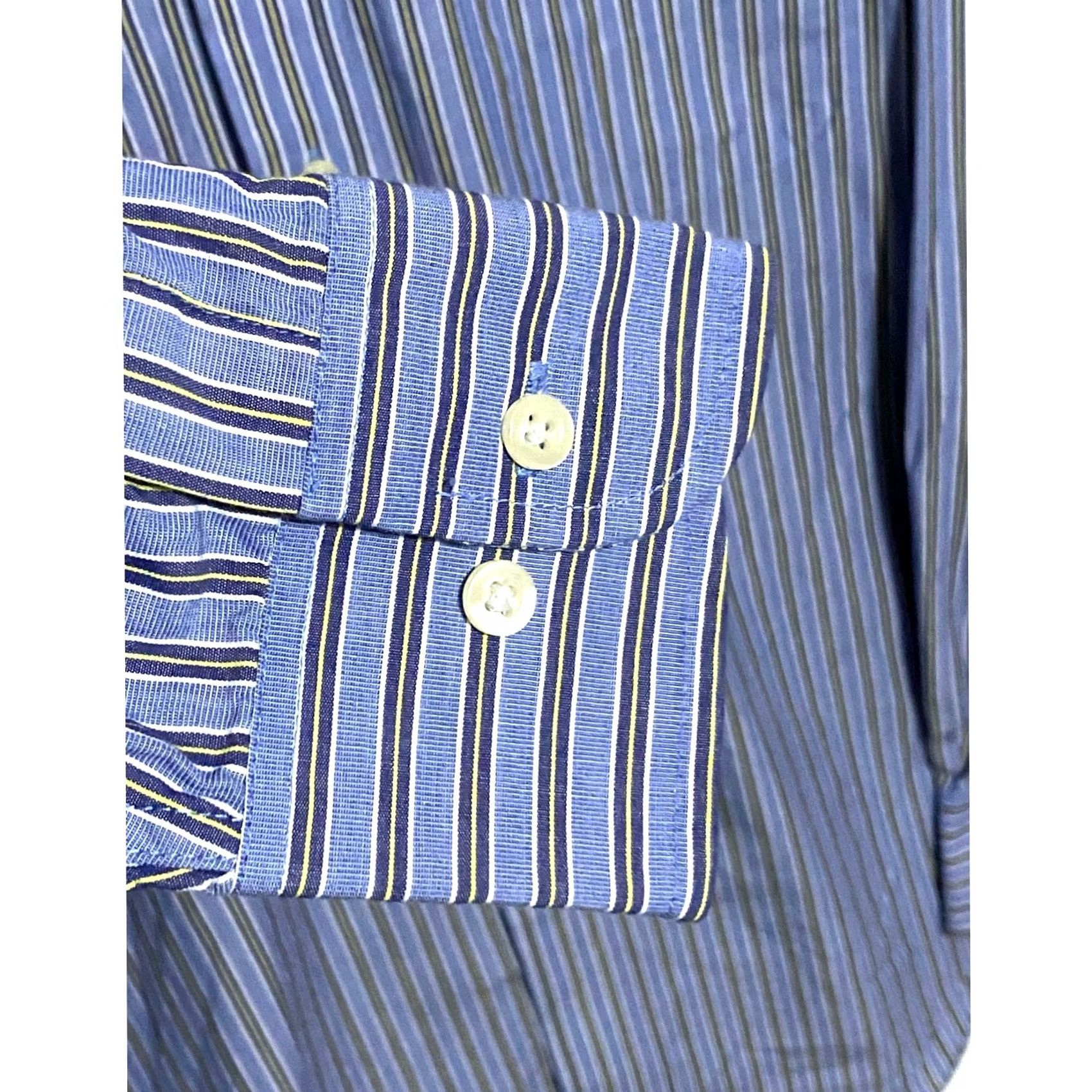 Chaps Chaps Dress Shirt Mens 15.5 34/35 M Wrinkle Resistant Button-Down Blue Striped Casual Business Size US L / EU 52-54 / 3 - 7 Thumbnail