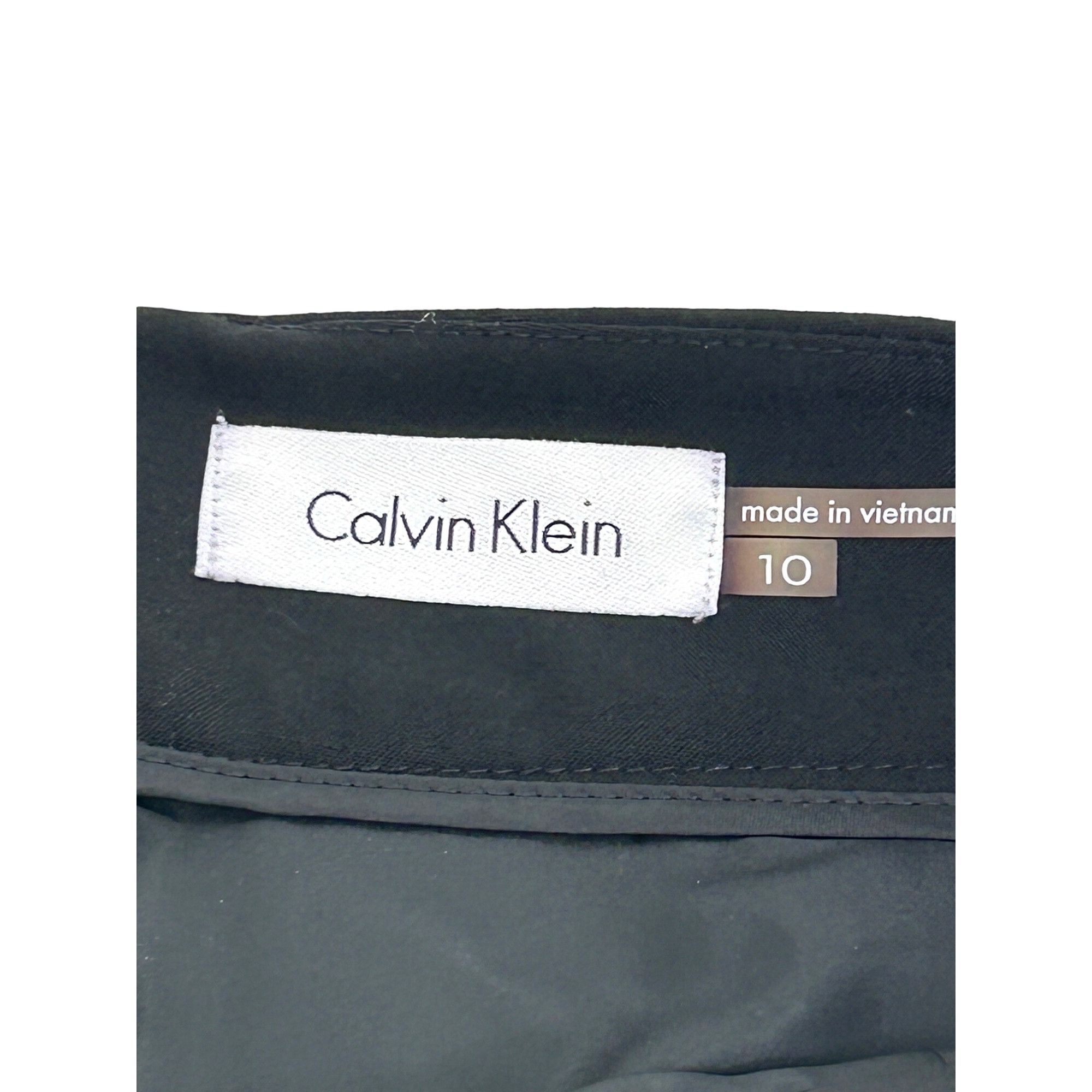 Calvin Klein Calvin Klein Black Pencil Skirt 10 Faux Leather Tabs Back Sl Size 32" / US 10 / IT 46 - 4 Thumbnail