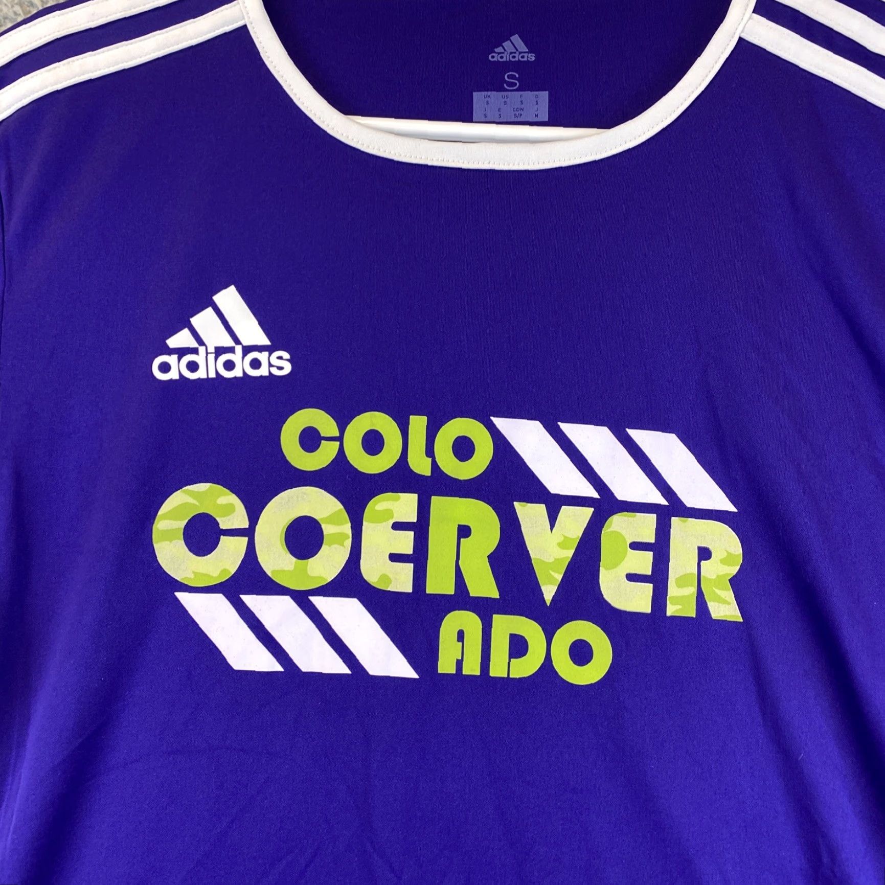 Adidas ADIDAS Shirt Active Wear Top Purple White 53-12 Mens Small S Short Sleeve Round Neck Performance Top 53-12 Men Size US S / EU 44-46 / 1 - 2 Thumbnail