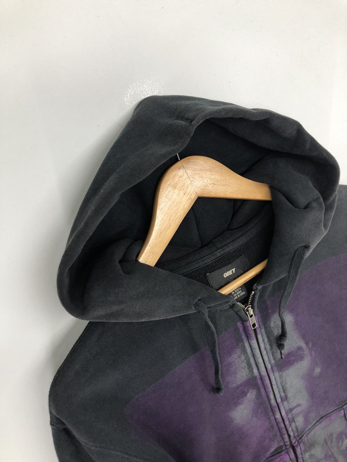 Vintage Obey Big Print Faded Black Hoodie Sweatshirts Hoodies