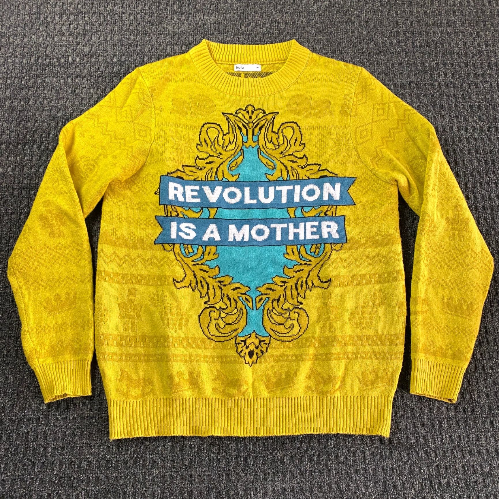 Vintage Hulu The Great Revolution is a Mother Knit Sweater Medium Yellow Gold Women Crew Neck Long Sleeve Pullover Knit M Size M / US 6-8 / IT 42-44 - 2 Thumbnail