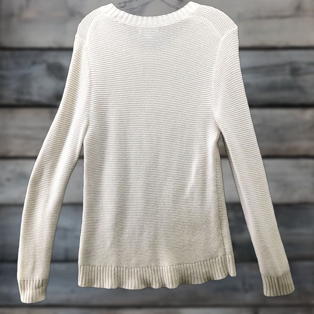 J.Crew J. Crew Tunic Sweater Womens S Crewneck Ivory Textured Honeycomb Cotton Wool Crew Neck Long Sleeve Size S / US 4 / IT 40 - 1 Thumbnail