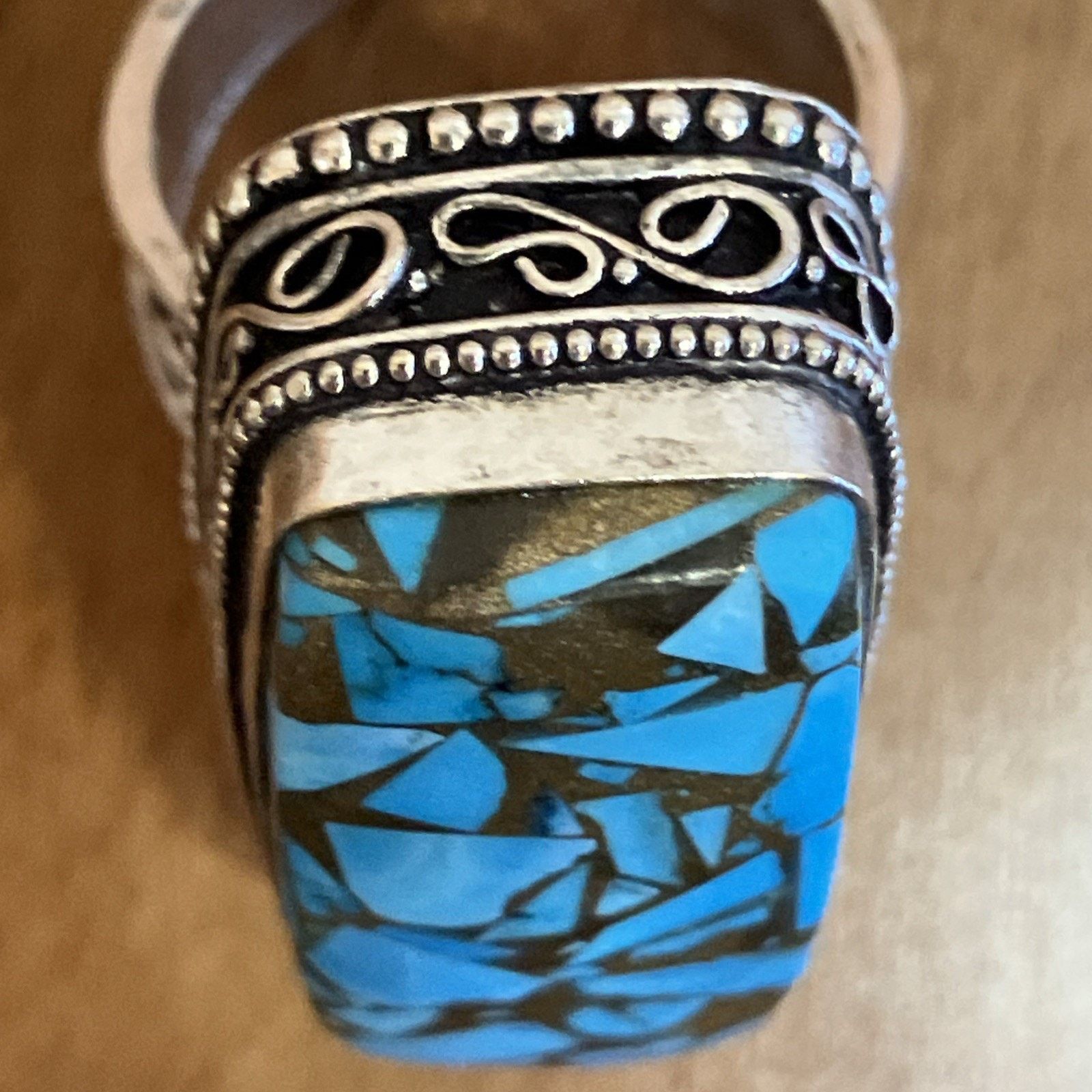 Handmade Blue Copper Turquoise Ring 925 Sterling Silver Southwestern Size ONE SIZE - 6 Thumbnail