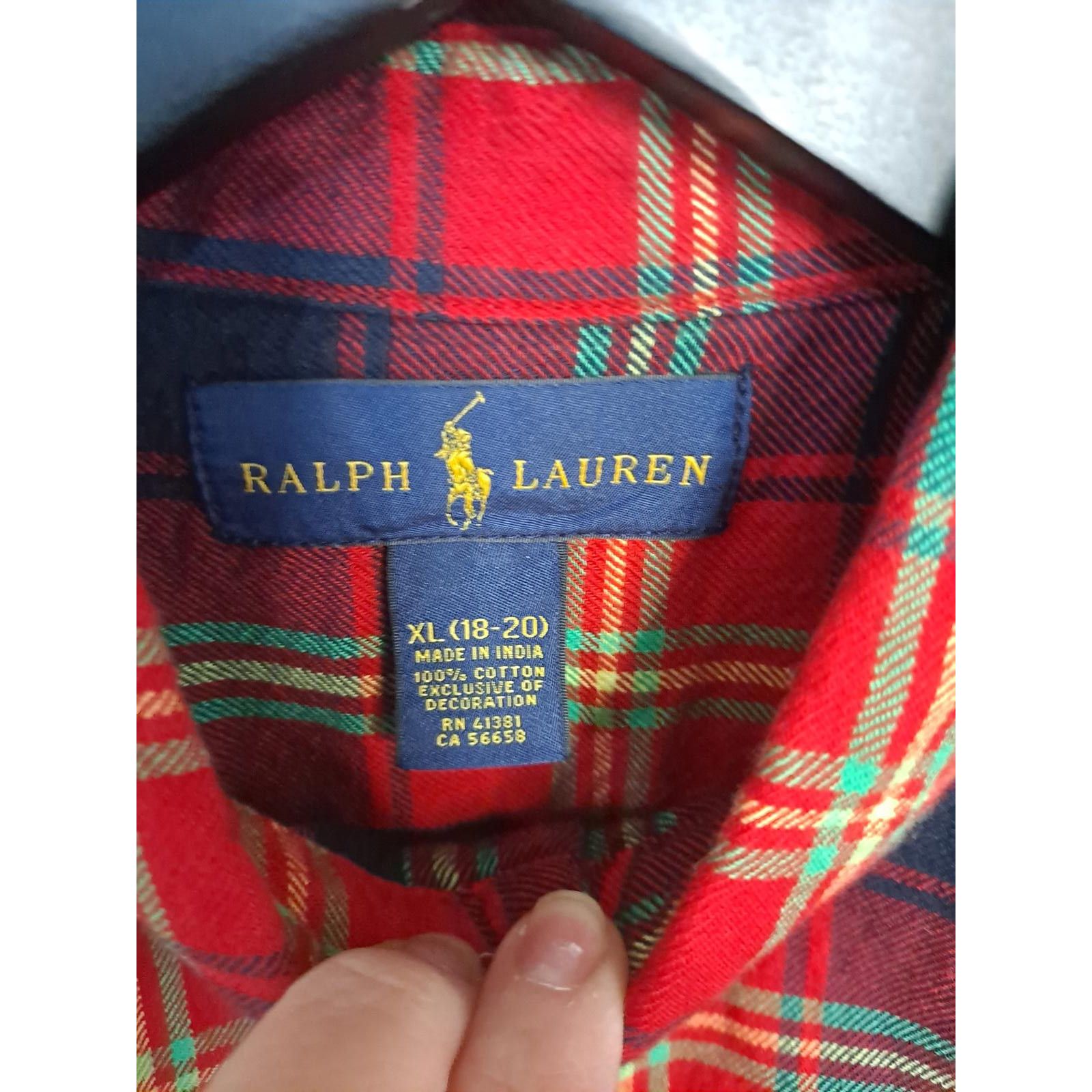 Ralph Lauren KIDS Ralph Lauren Red, Blue and Green Plaid Flannel Button U Size ONE SIZE - 3 Thumbnail