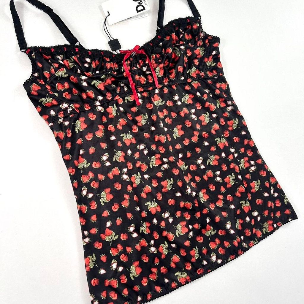 Dolce & Gabbana y2k D&G NWT black bustier tank top with strawberry print Size M / US 6-8 / IT 42-44 - 5 Thumbnail