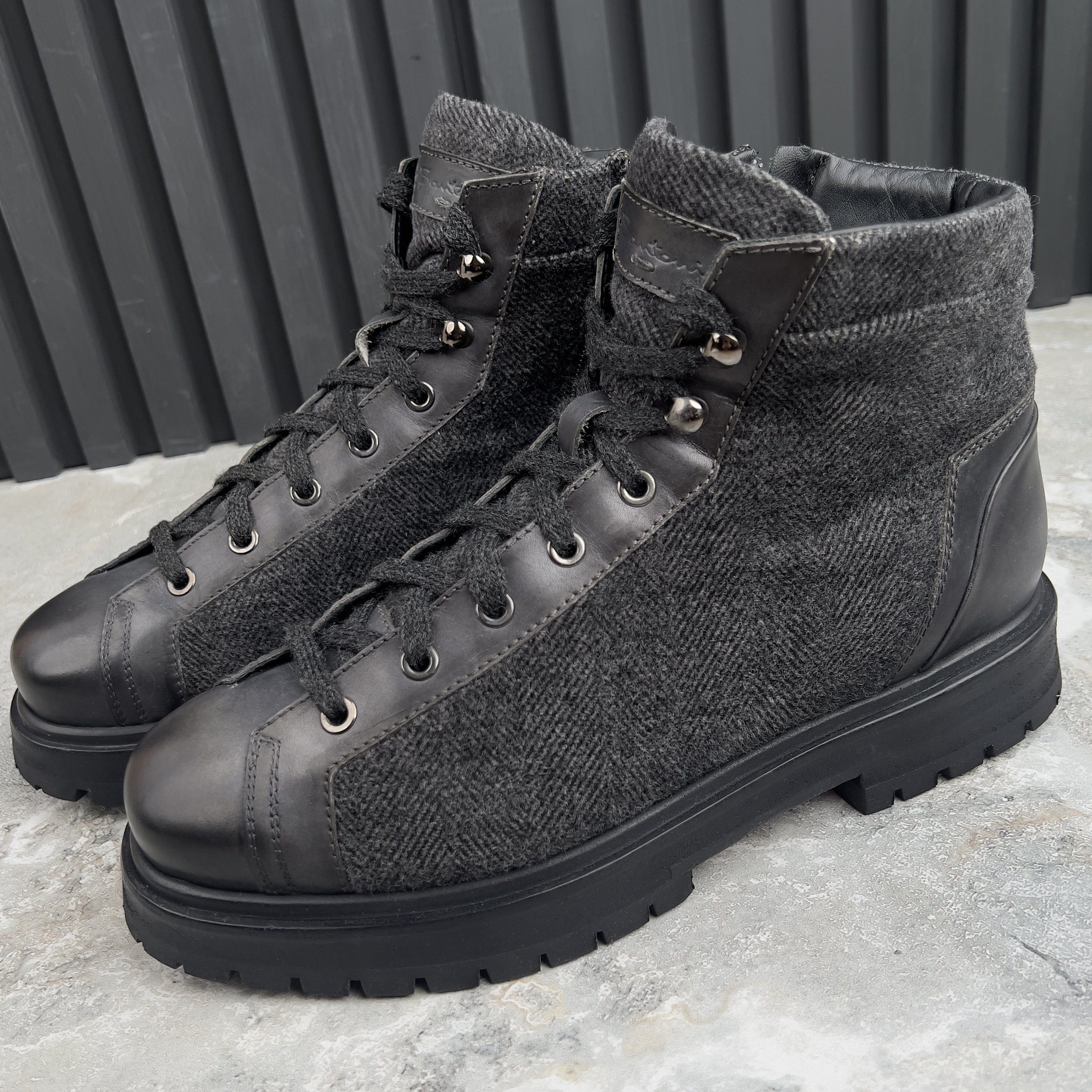 Santoni Anfibio Boots Wool Leather Lace-Up Hiking Boots Size US 8.5 / EU 41-42 - 2 Thumbnail