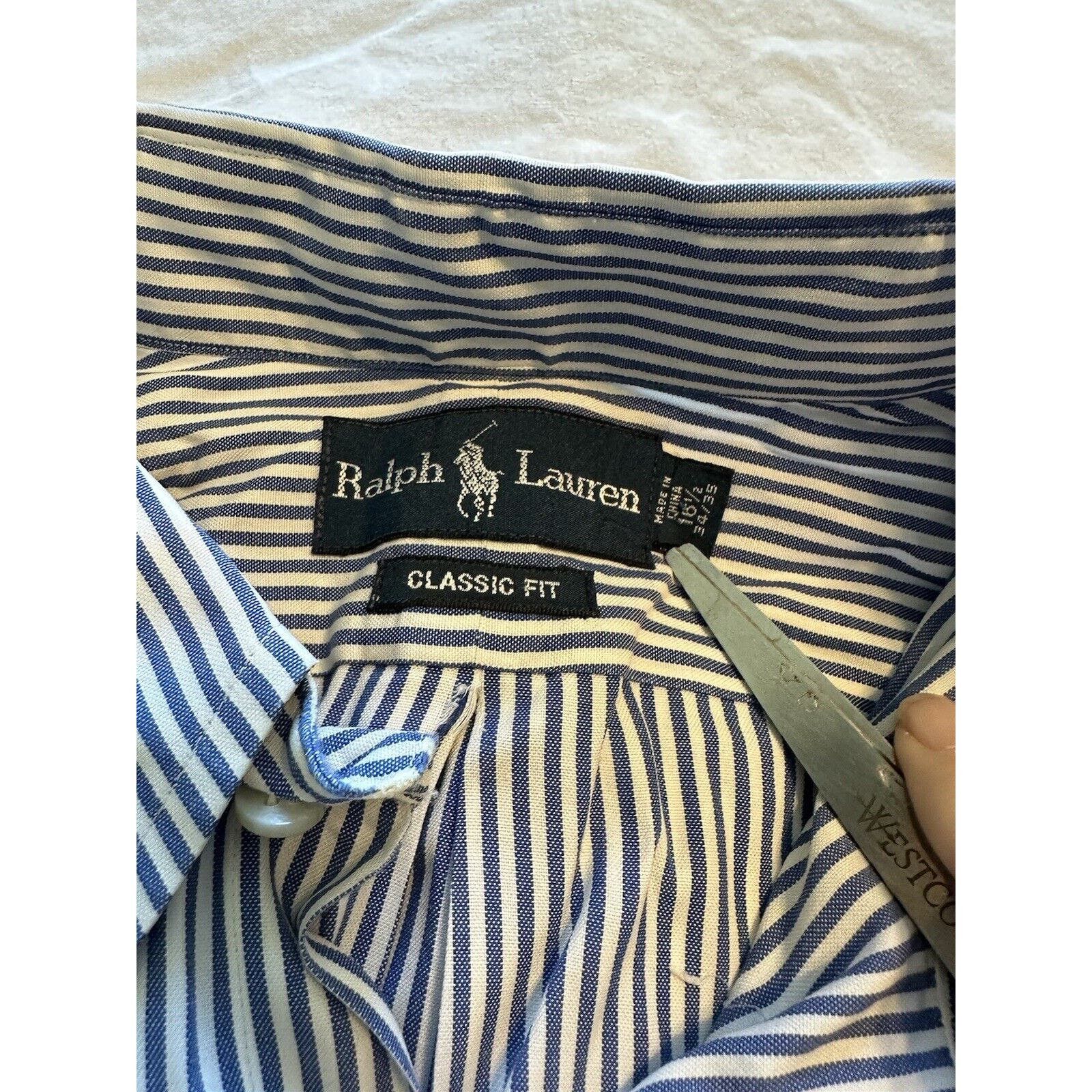 Ralph Lauren Ralph Lauren Classic Blue/White Striped Pony Button Shirt Size US XL / EU 56 / 4 - 5 Thumbnail