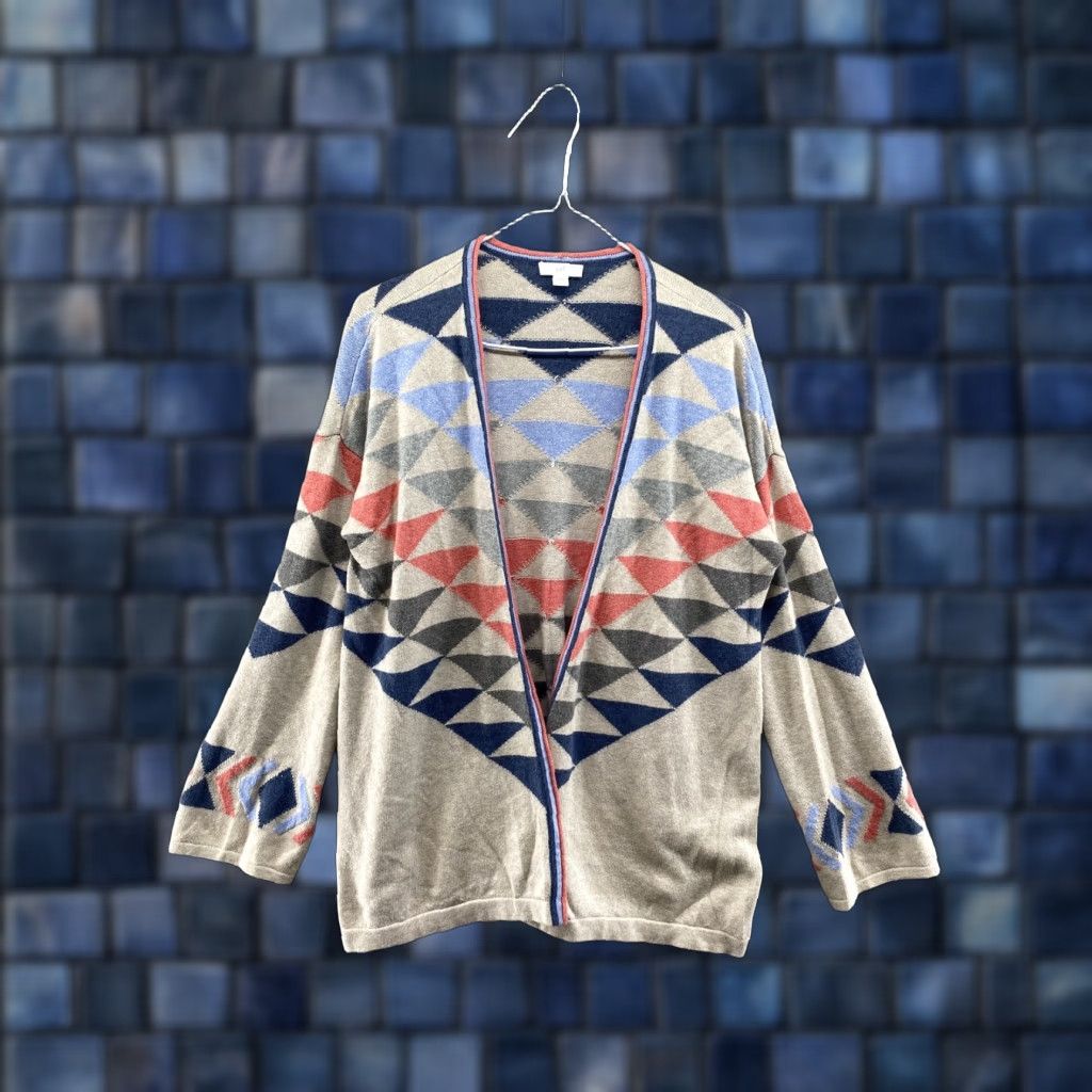 J. Jill VINTAGE J Jill Beige Aztec Print Open Front Knit Cardigan Sweater Women’s Size Small Size S / US 4 / IT 40 - 1 Thumbnail