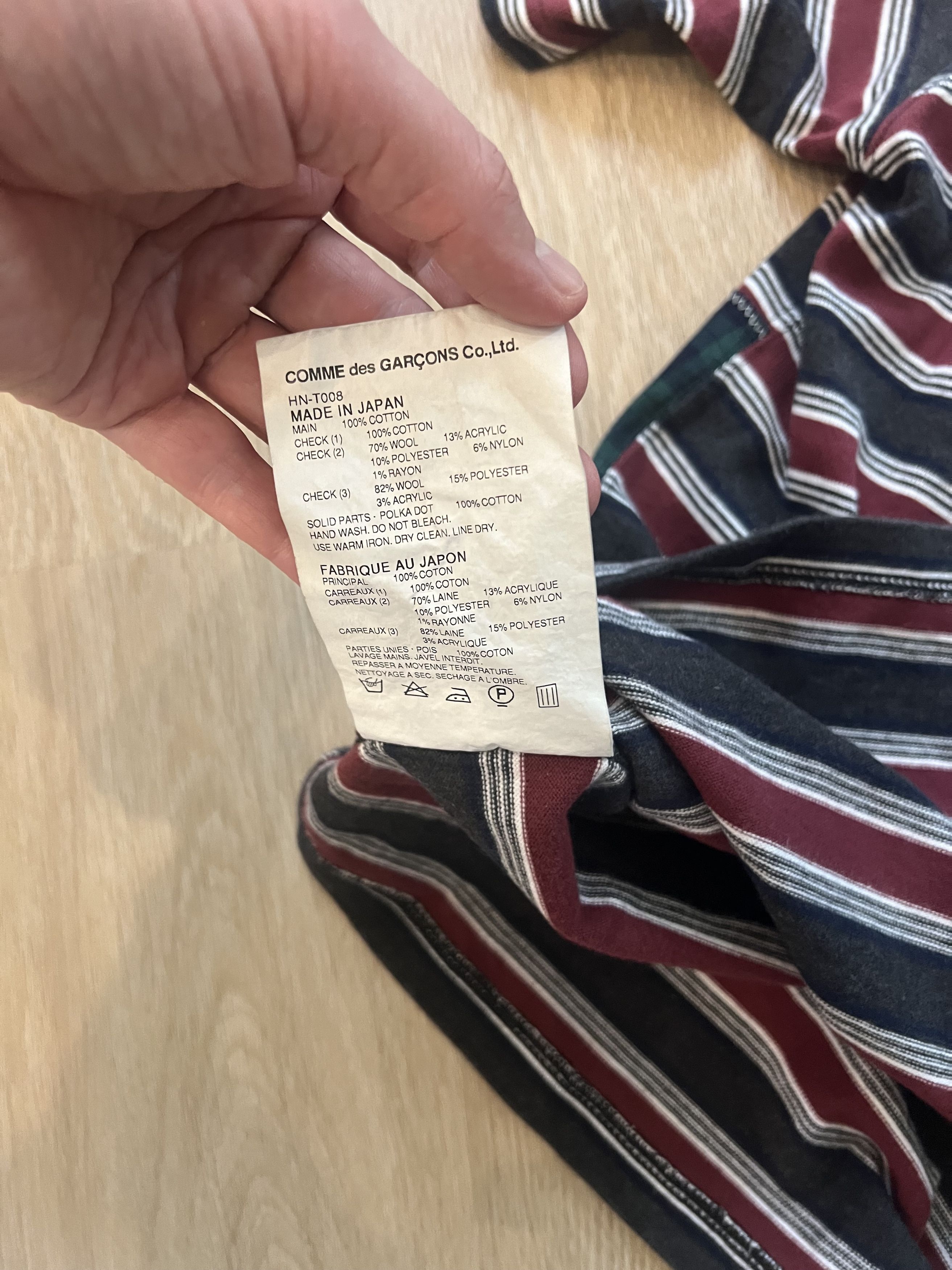 Comme Des Garcons Homme AD 2014 Patchwork Striped T Sz L