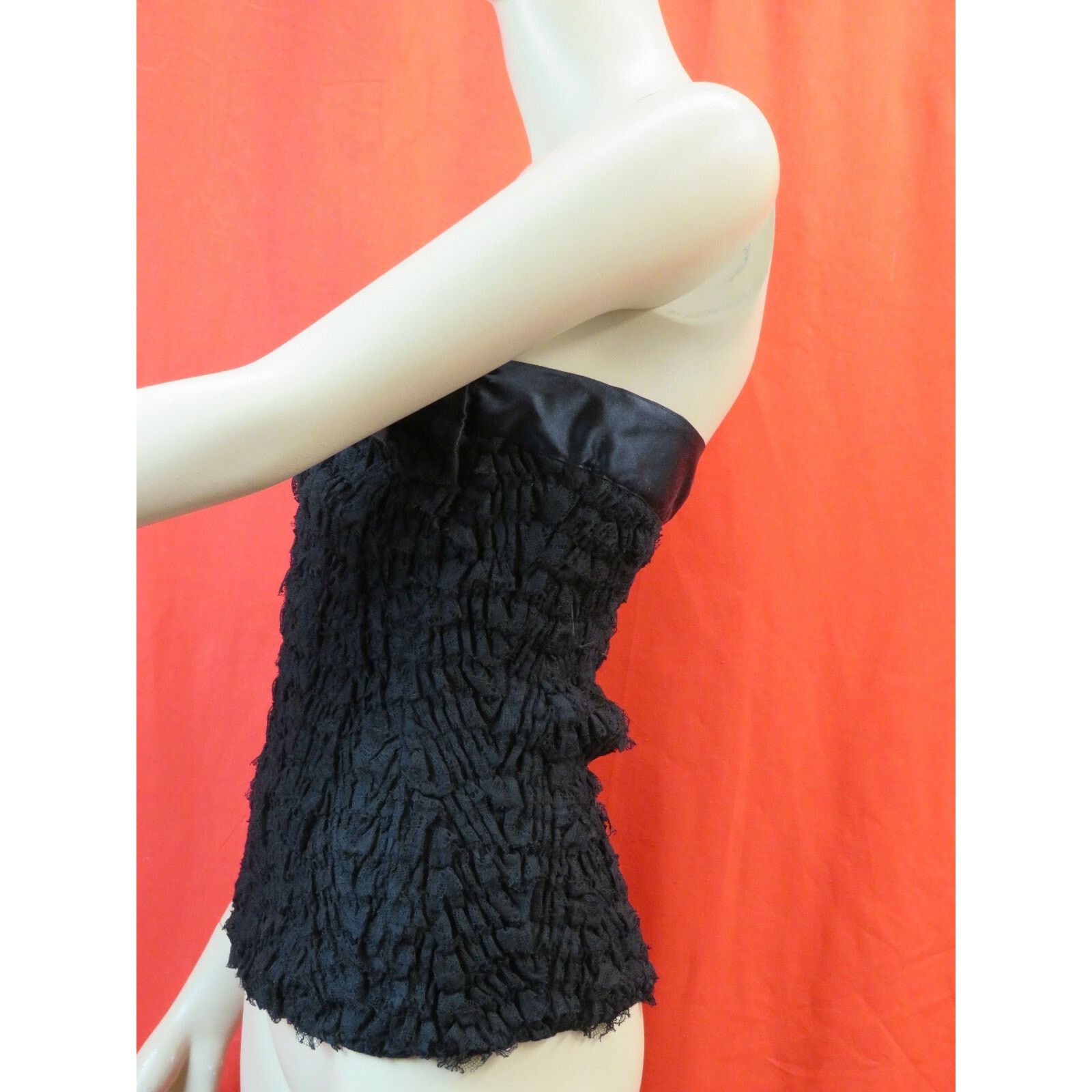 Prada PRADA P9376R BLACK SATIN LACE BOW SLEEVELESS DRESS TOP 40 IT Size S / US 4 / IT 40 - 7 Thumbnail