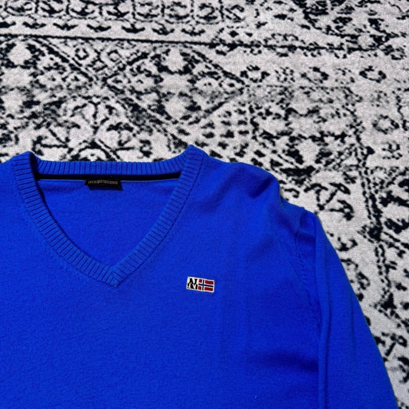 Napapijri × Vintage Vintage Napapijri Blue Wool Sweater Size XL Y2K 90s Hiking Size US XL / EU 56 / 4 - 4 Thumbnail