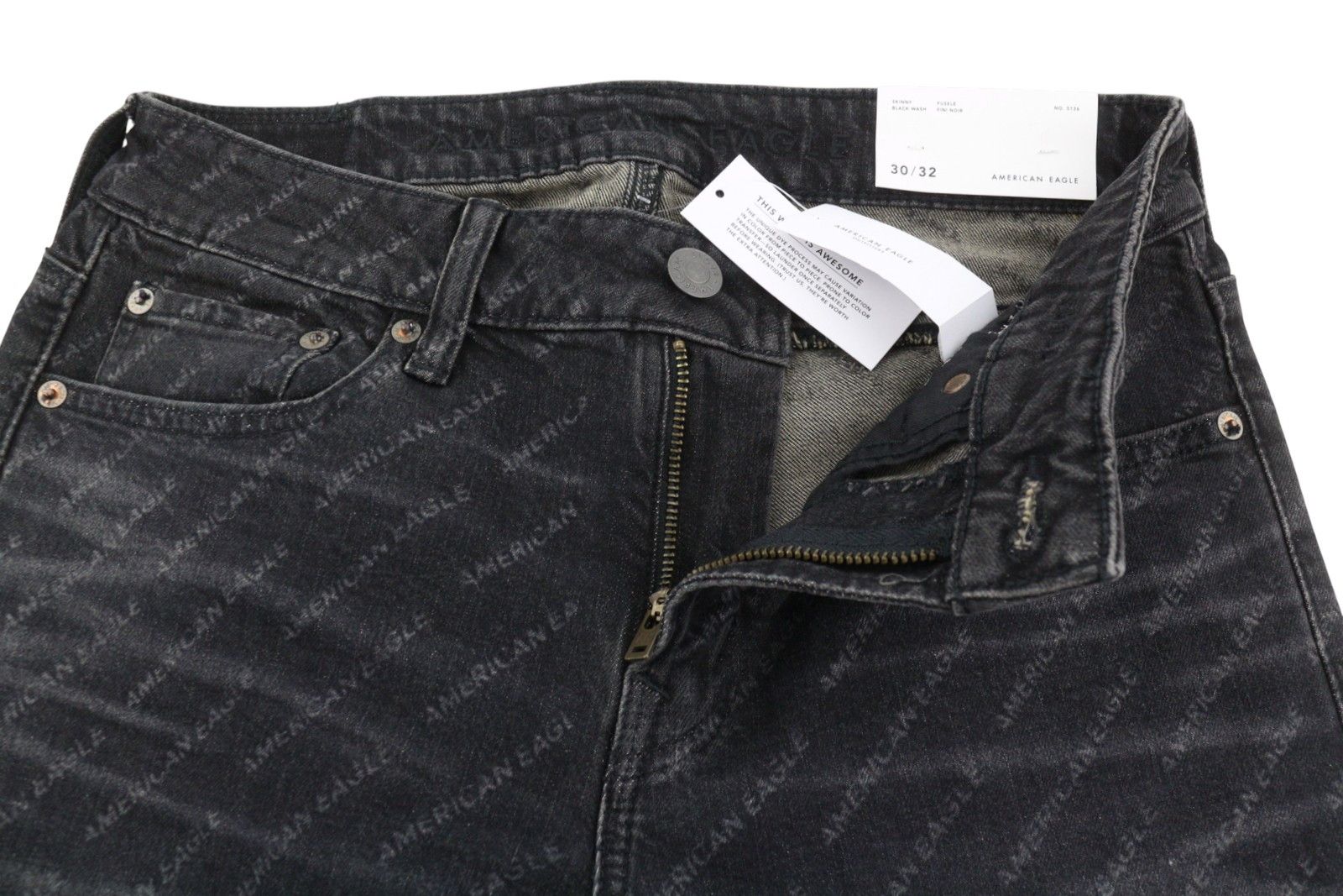 American Eagle Outfitters SKINNY BLACK WASH W30/L32 Logo Jeans 88783 Size US 30 / EU 46 - 7 Thumbnail