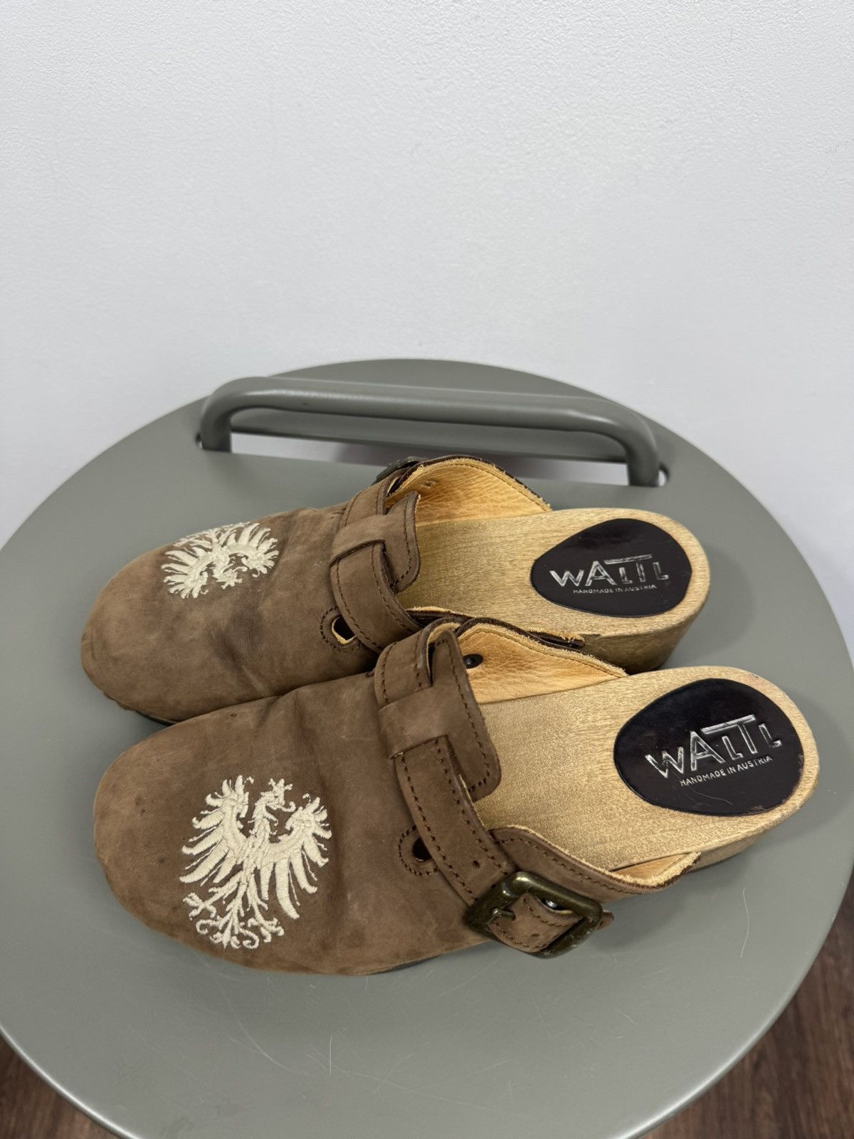 Other WALT Handmade Austrian Leather Wooden Clogs Sandals EU 37 Size US 6 / IT 36 - 7 Thumbnail