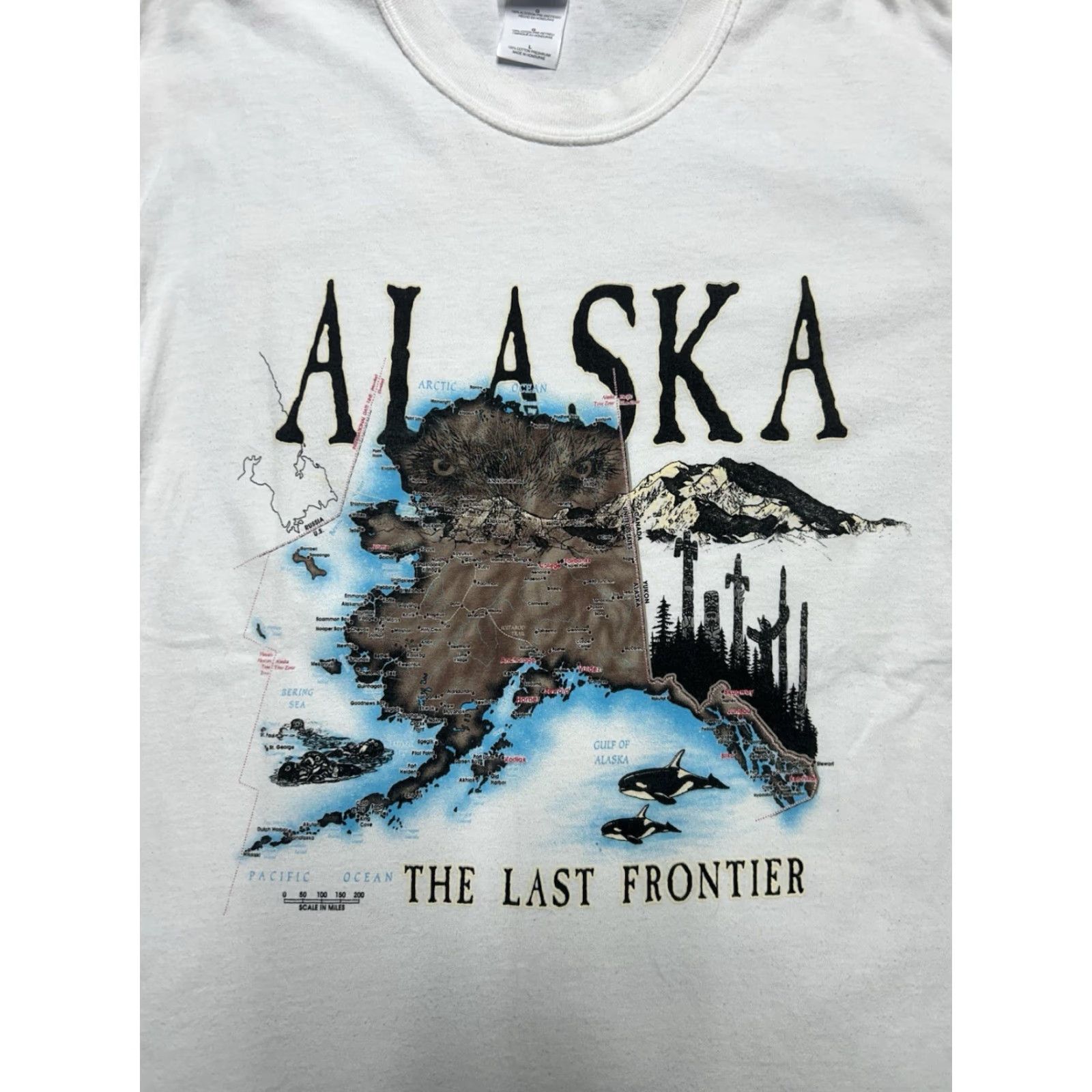 Vintage VINTAGE Animal T-Shirt Alaska the last frontier wolf whale nature animal Large White Mens Size US L / EU 52-54 / 3 - 2 Thumbnail