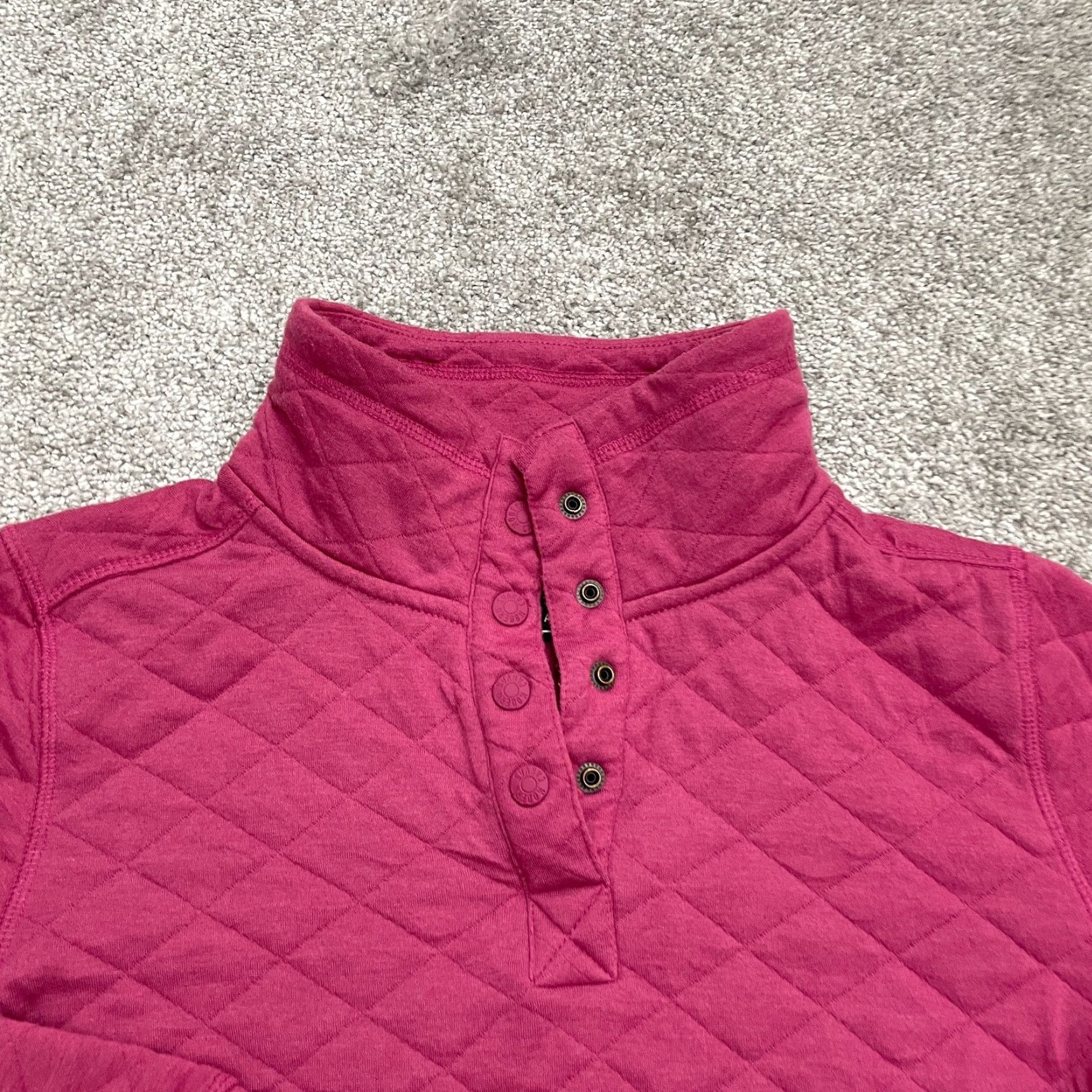 Vintage Modern Canvas Jacket Womens Medium Pink Quilted Mock 1/4 Snap Outdoor Pullover Size M / US 6-8 / IT 42-44 - 3 Thumbnail