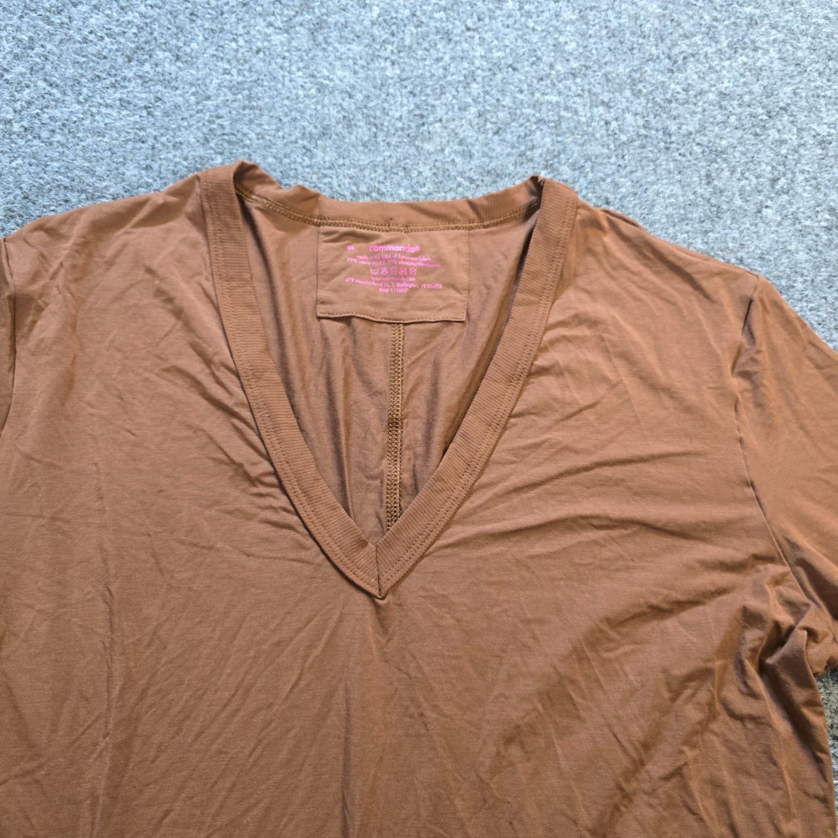 Commando Commando Top Womens Medium Brown Long Sleeve Stretch Casual Jersey V-Neck T-Shirt Regular Cap Sleeve - Womens Size M / US 6-8 / IT 42-44 - 2 Thumbnail