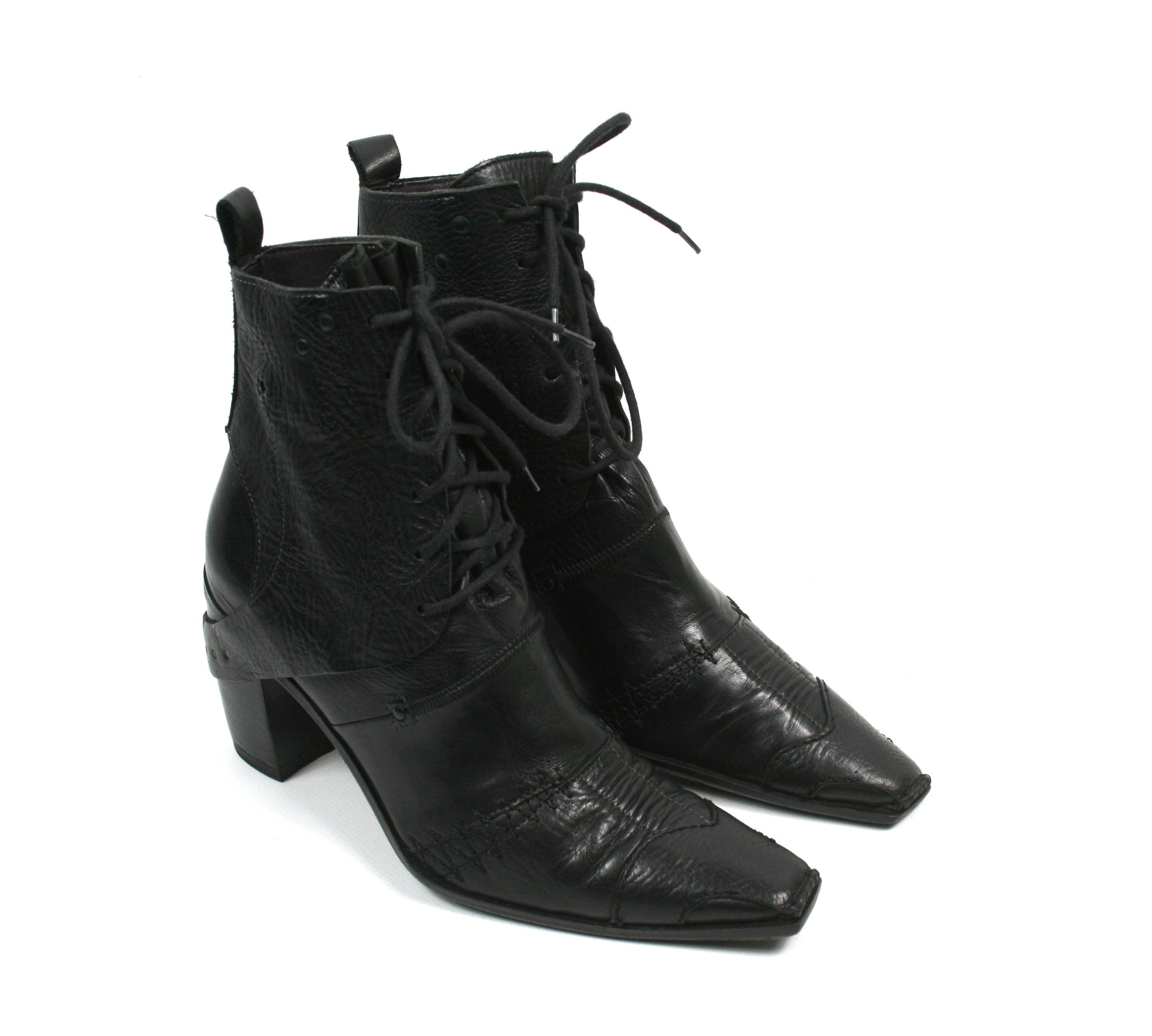 Marithe + Francois Girbaud 00S Square Toe Cossack Punk Avant Garde Y2K Boots Size US 5 / IT 35 - 2 Thumbnail