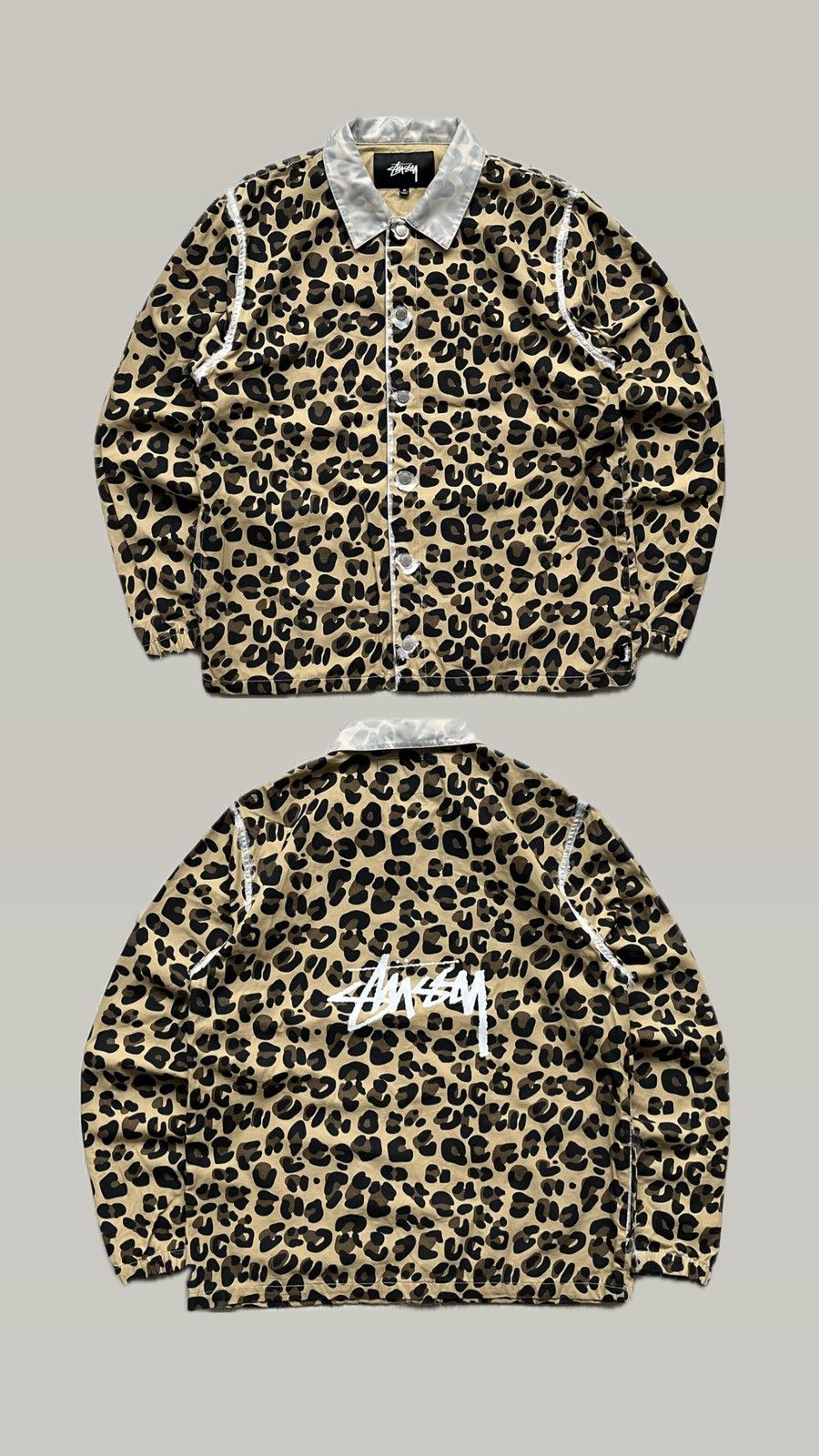 Stussy × Vintage Stussy Big Logo Rare Cheetah Leopard Camo Work Jacket Coach Size US M / EU 48-50 / 2 - 1 Thumbnail