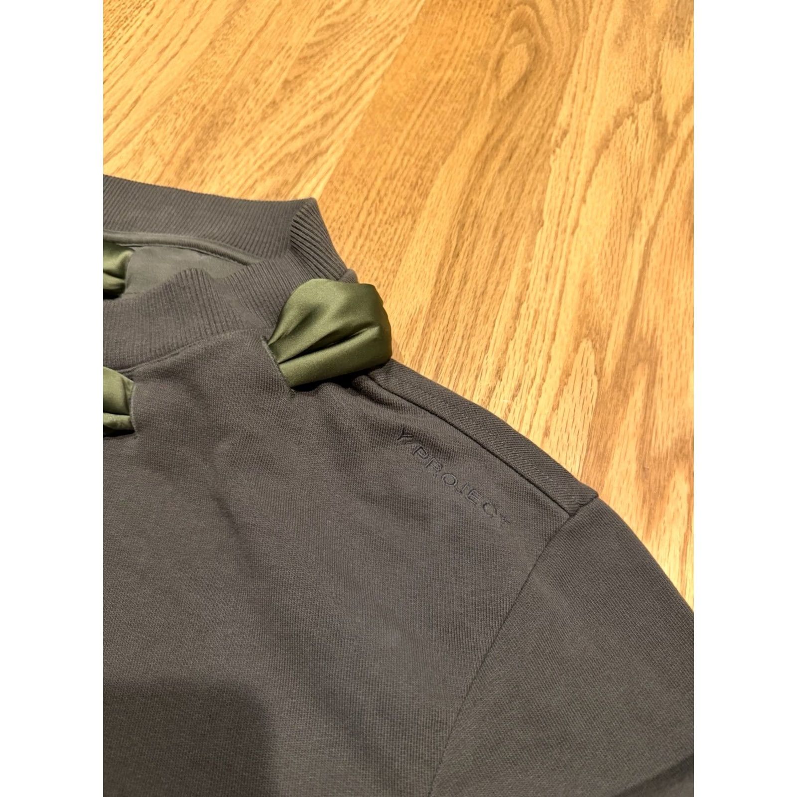 Vintage VINTAGE Y Project Sweatshirt Womens XS Green Ribbon Trimmed Crew Neck Pullover Cotton Terry Designer Luxe Fashion Size XS / US 0-2 / IT 36-38 - 5 Thumbnail