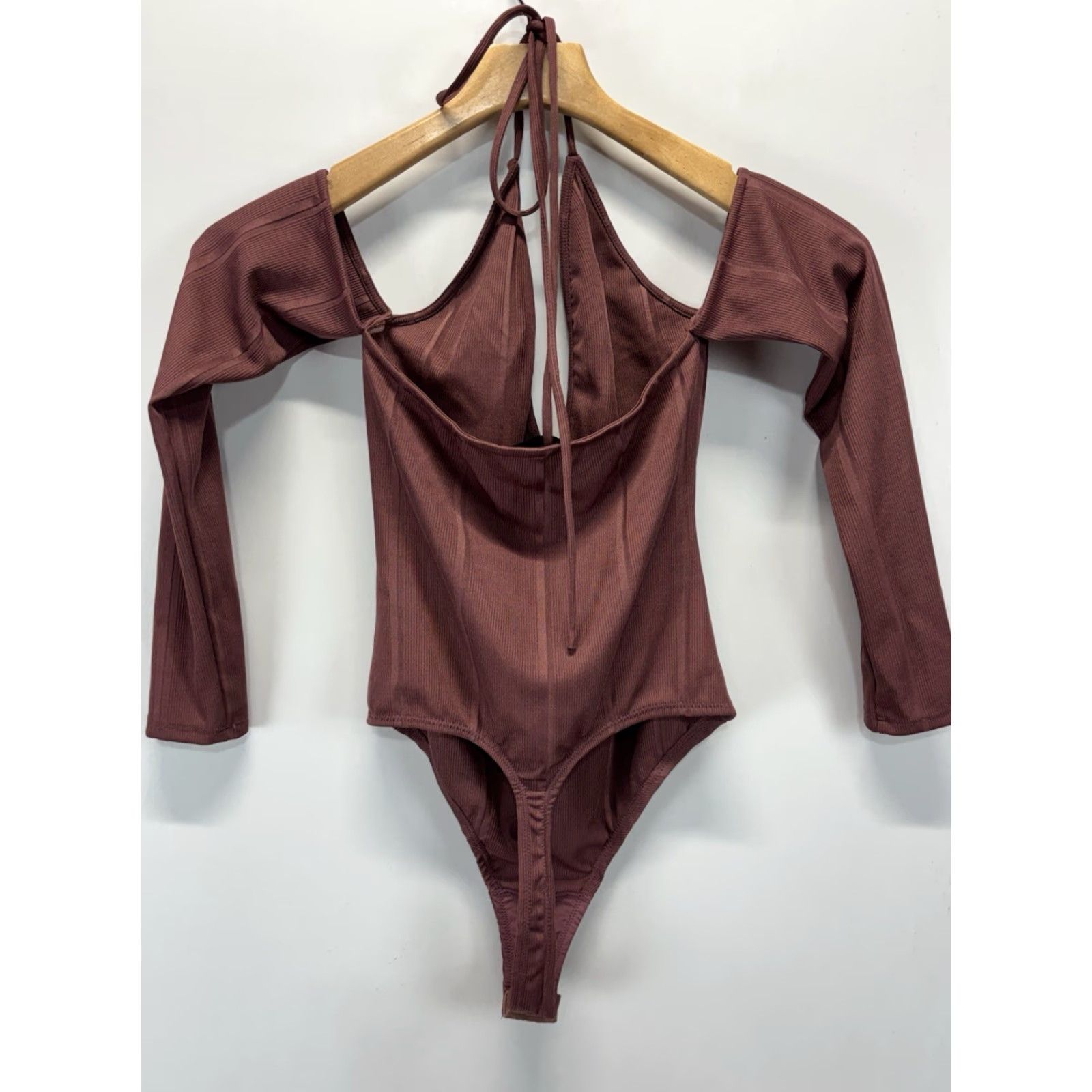Vintage Michael Costello X Revolve Halter Bodysuit Top Sz Small Mauve Pink Women Bodysuit Casual Long Sleeve Tee Tie Neckline Regular Size Small Vintage No Size S / US 4 / IT 40 - 3 Thumbnail