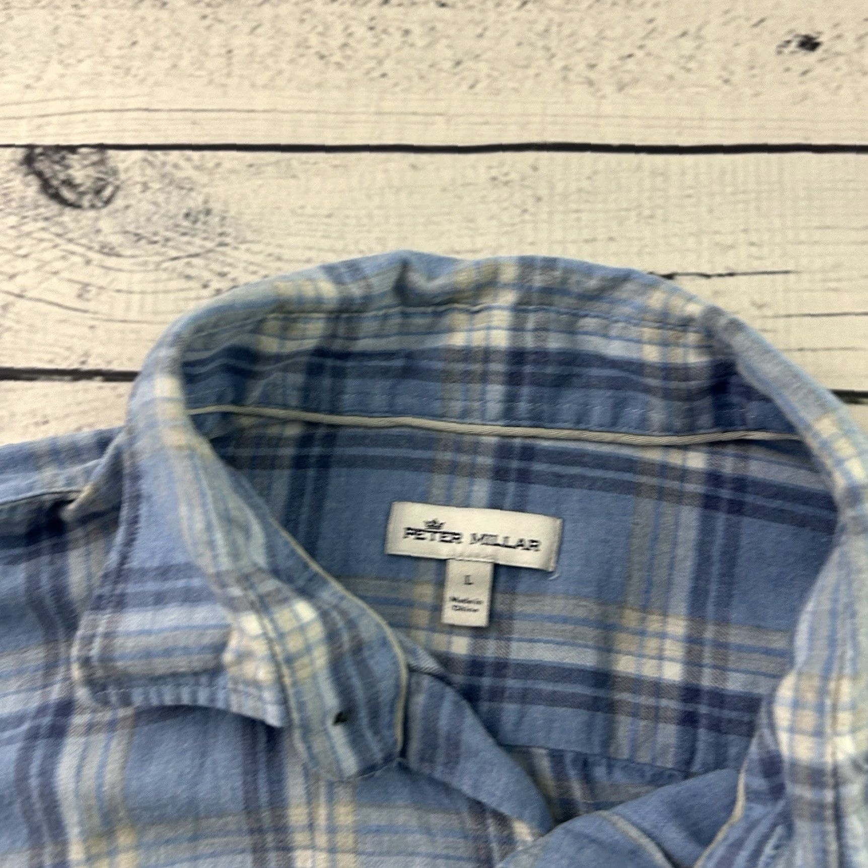 Peter Millar Peter Millar Plaid Flannel Long Sleeve Button Front Shirt Men's Large Blue Size US L / EU 52-54 / 3 - 2 Thumbnail