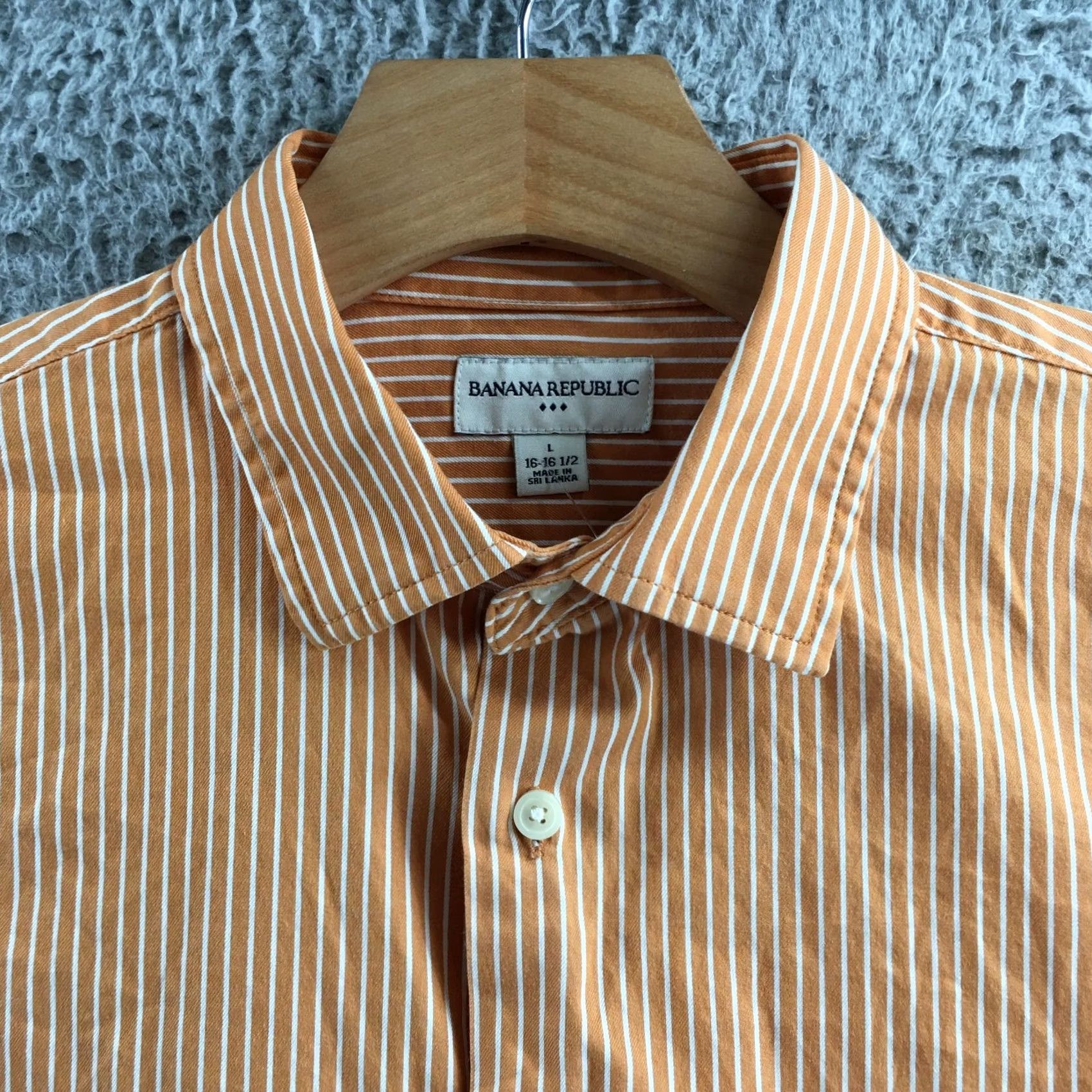 Banana Republic Banana Republic Button Up Shirt Men L Orange Striped Cotton Long Sleeve Collared Size US L / EU 52-54 / 3 - 3 Thumbnail