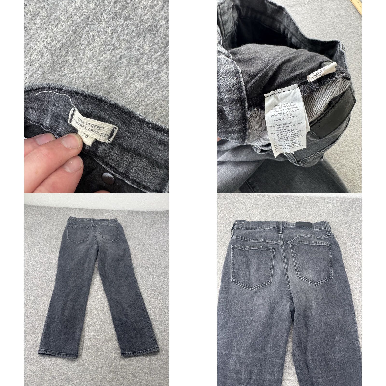 Madewell Madewell The Perfect Vintage Crop Jeans Women’s 28 Black 28x25 Cropped Regular Rise 25in 28in XS? Size 28" / US 6 / IT 42 - 8 Thumbnail
