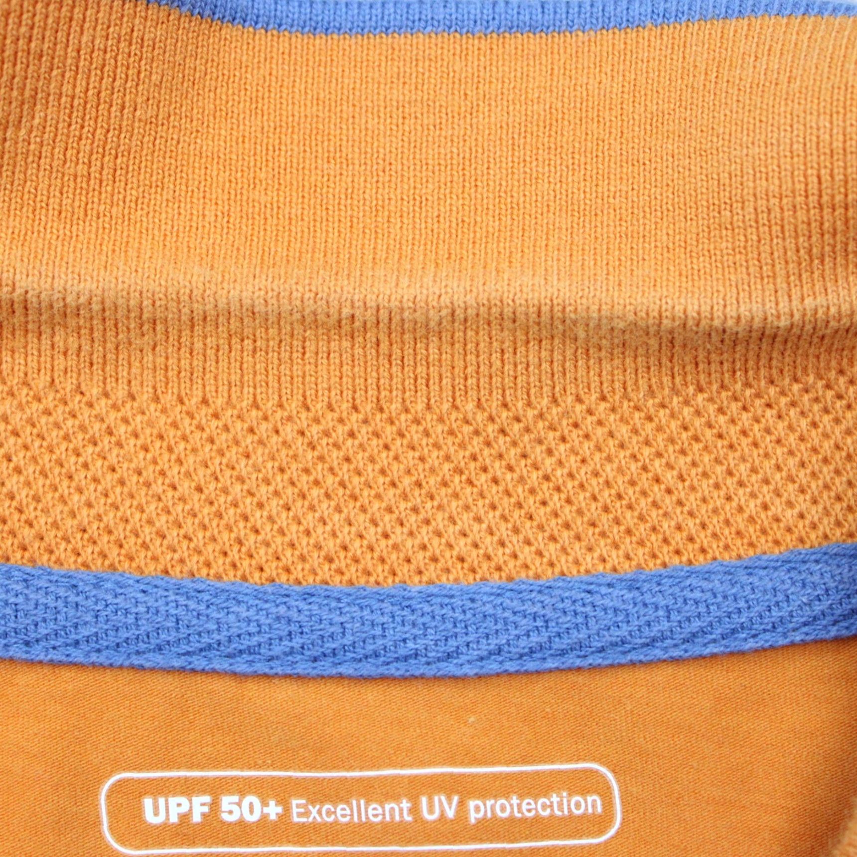 Vintage Coolibar Polo Shirt Mens XL Orange/Blue Poly/Viscose from Bamboo Stretch S/S Polo Shirt Men XL Orange/Blue Logo UV Size US XL / EU 56 / 4 - 7 Thumbnail