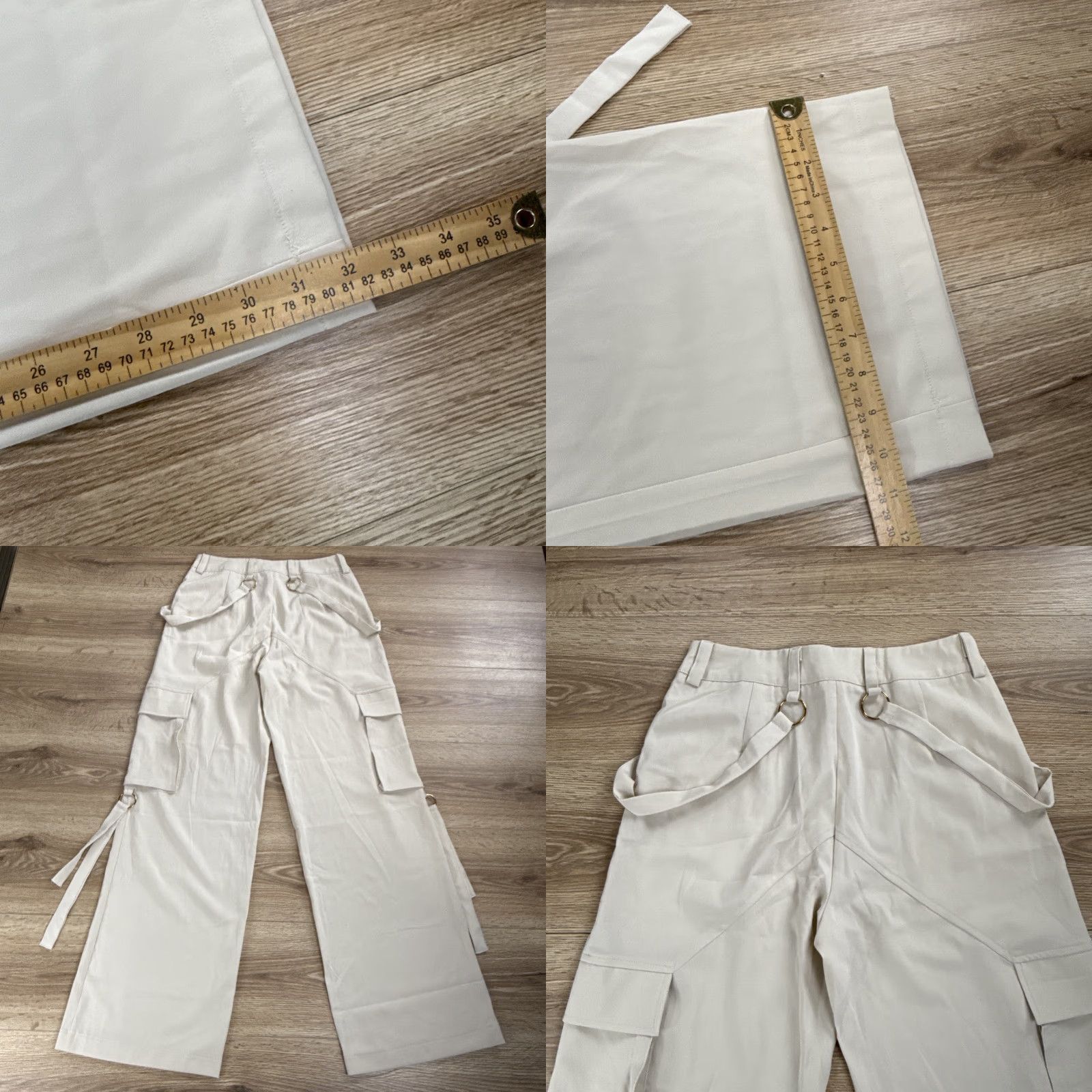 Vintage Shareen Collection High-Rire Cargo Wide Leg Pants Women size 10 Ivory Cargo Wide-Leg 10 Womens Size 32" / US 10 / IT 46 - 8 Thumbnail
