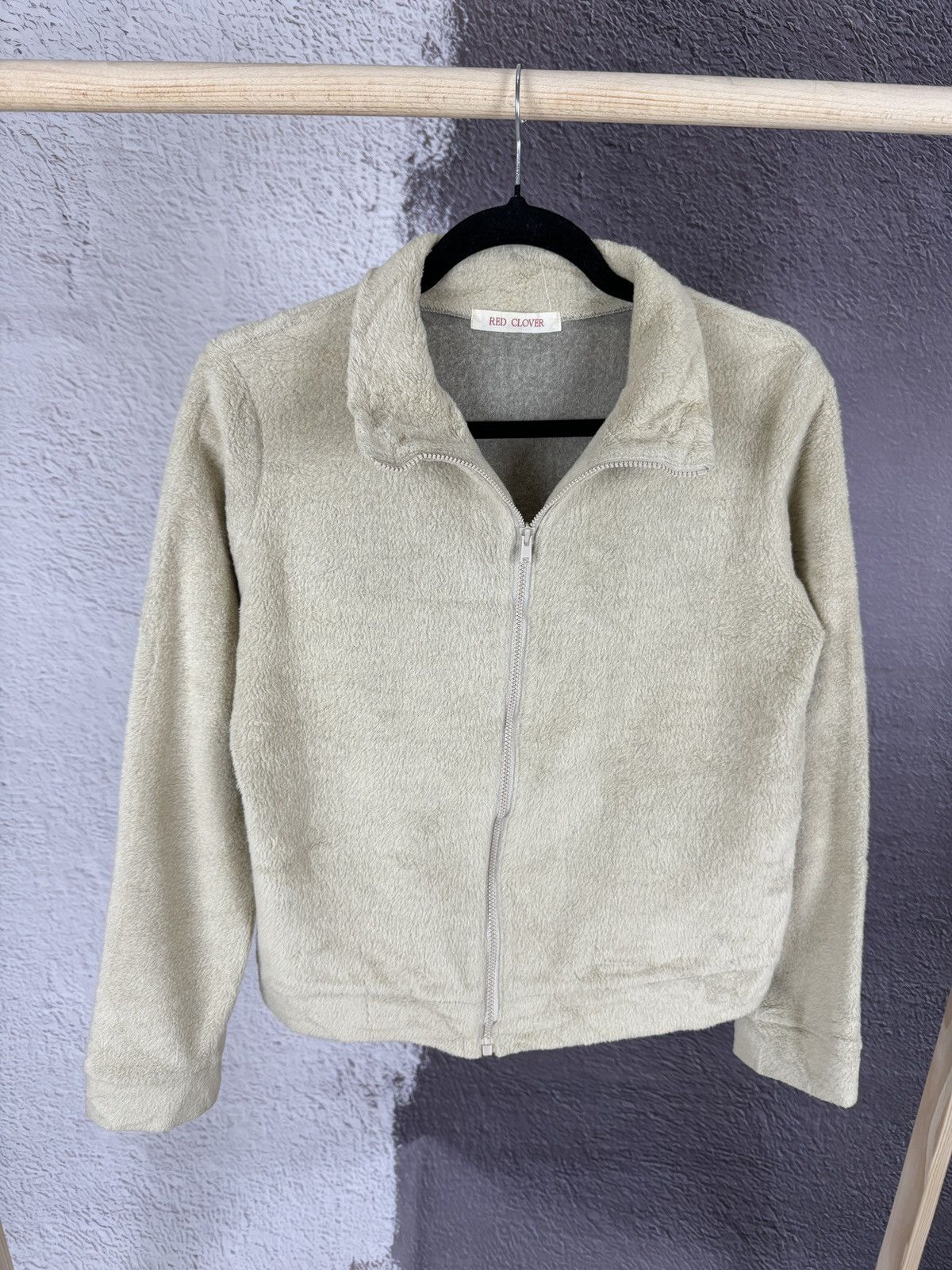 Designer × Japanese Brand × Vintage Red Clover Japan 🇯🇵 vintage beige full zip fleece pullover Size S / US 4 / IT 40 - 3 Thumbnail