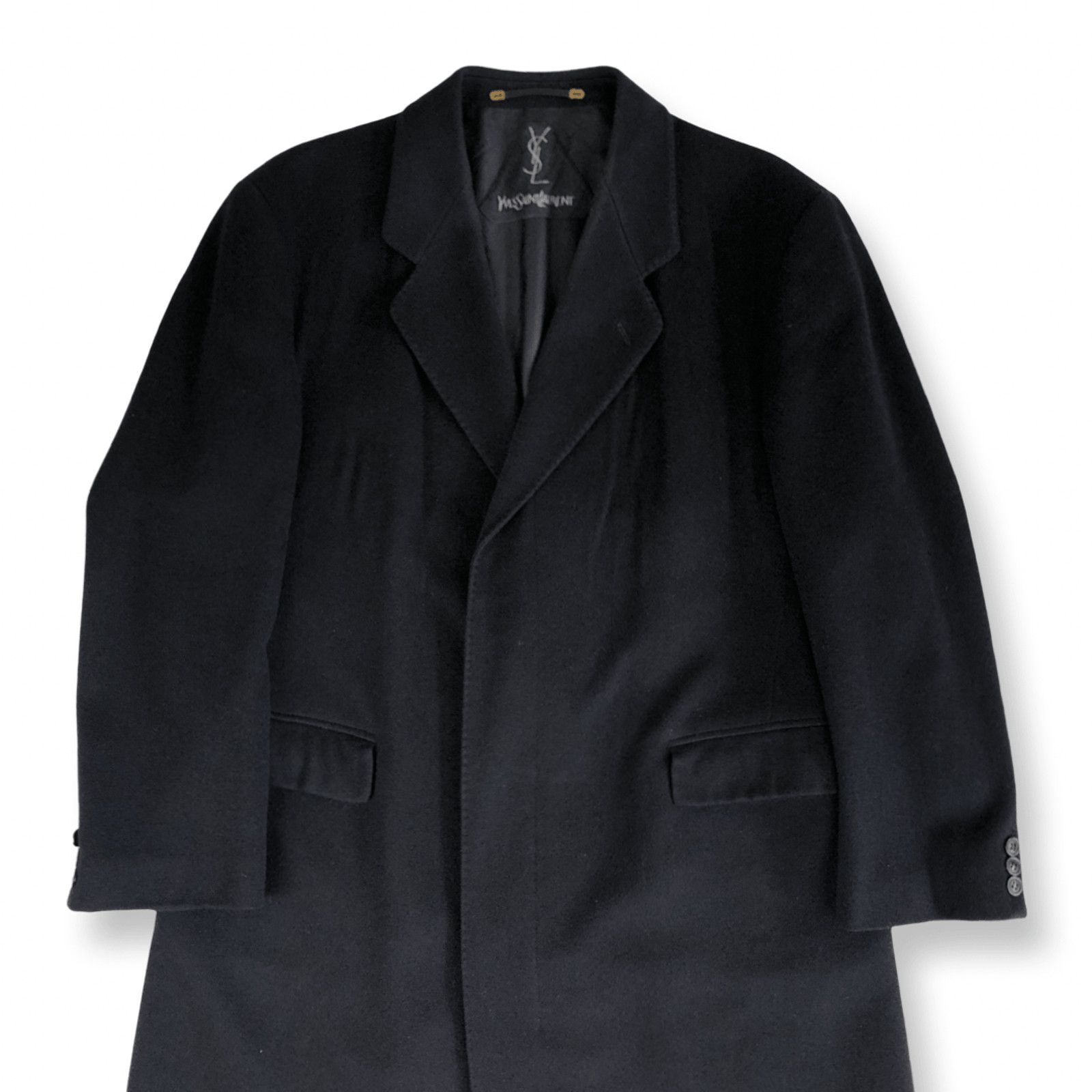 Yves Saint Laurent YSL Coat Сashmere Wool Dark Navy/ Black Size US L / EU 52-54 / 3 - 2 Thumbnail