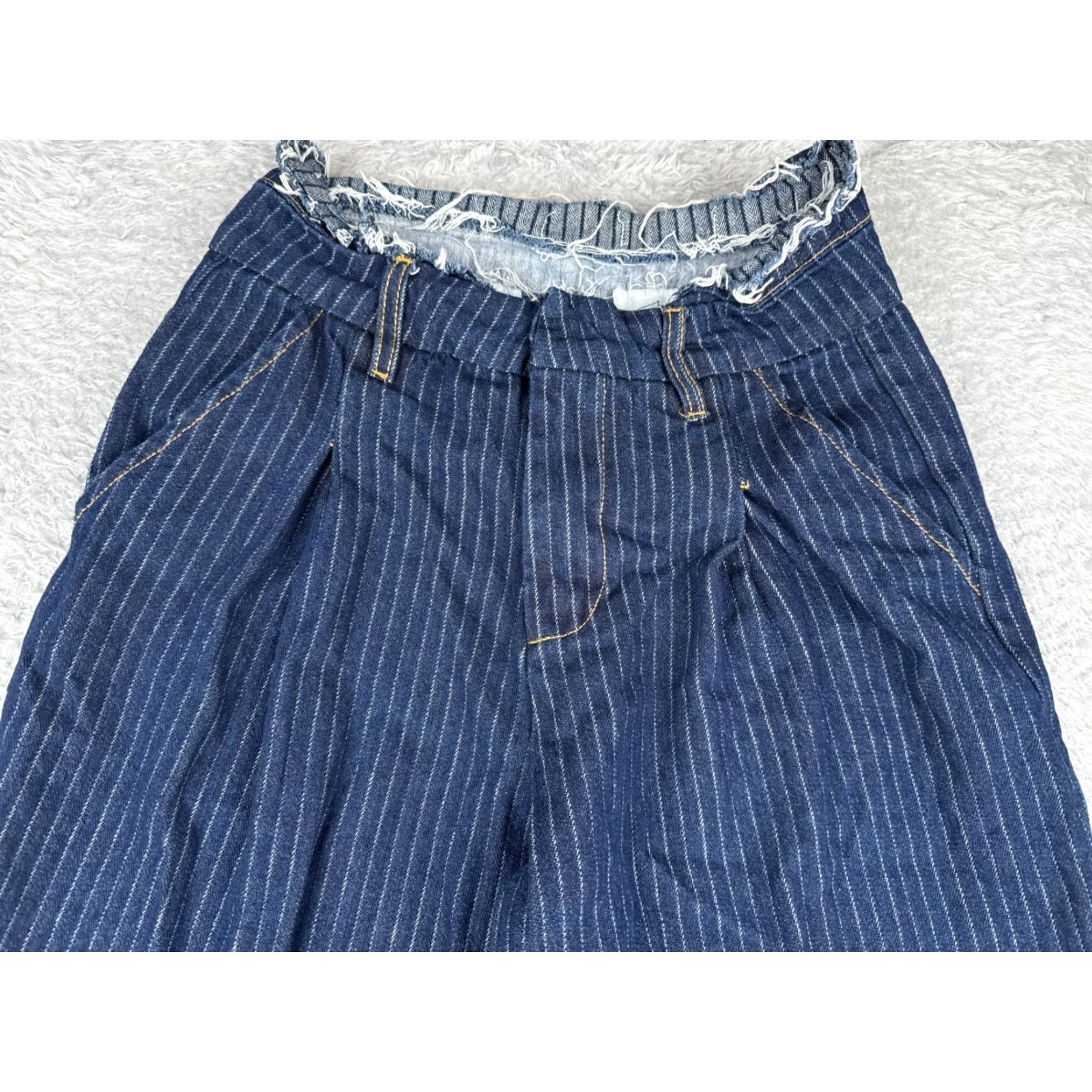 Forever 21 Forever 21 Jeans Womens 26 Blue Vertical Stripe Wide Leg Mid Rise Cotton 26x31 Size 26" / US 2 / IT 38 - 4 Thumbnail