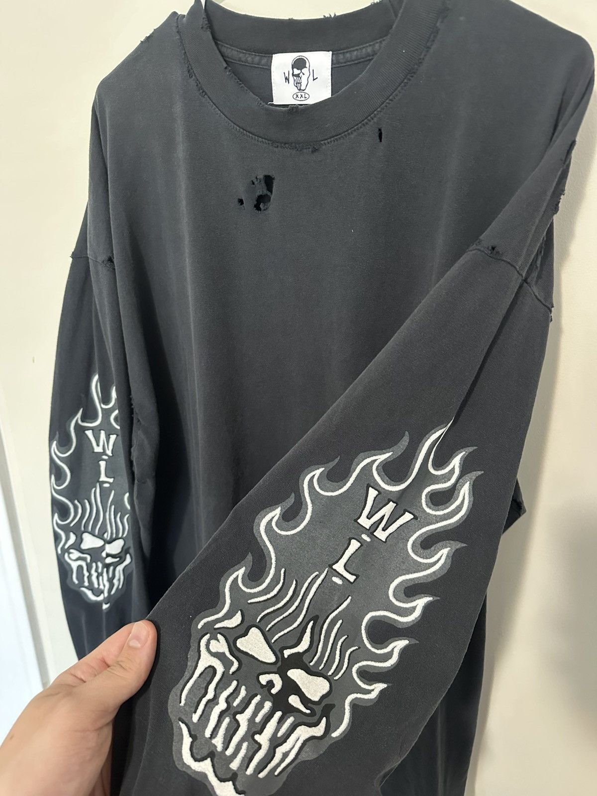 Vintage × Warren Lotas Warren Lotas Flame Reaper Distressed Long Sleeve Tee XXL Size US XXL / EU 58 / 5 - 2 Thumbnail