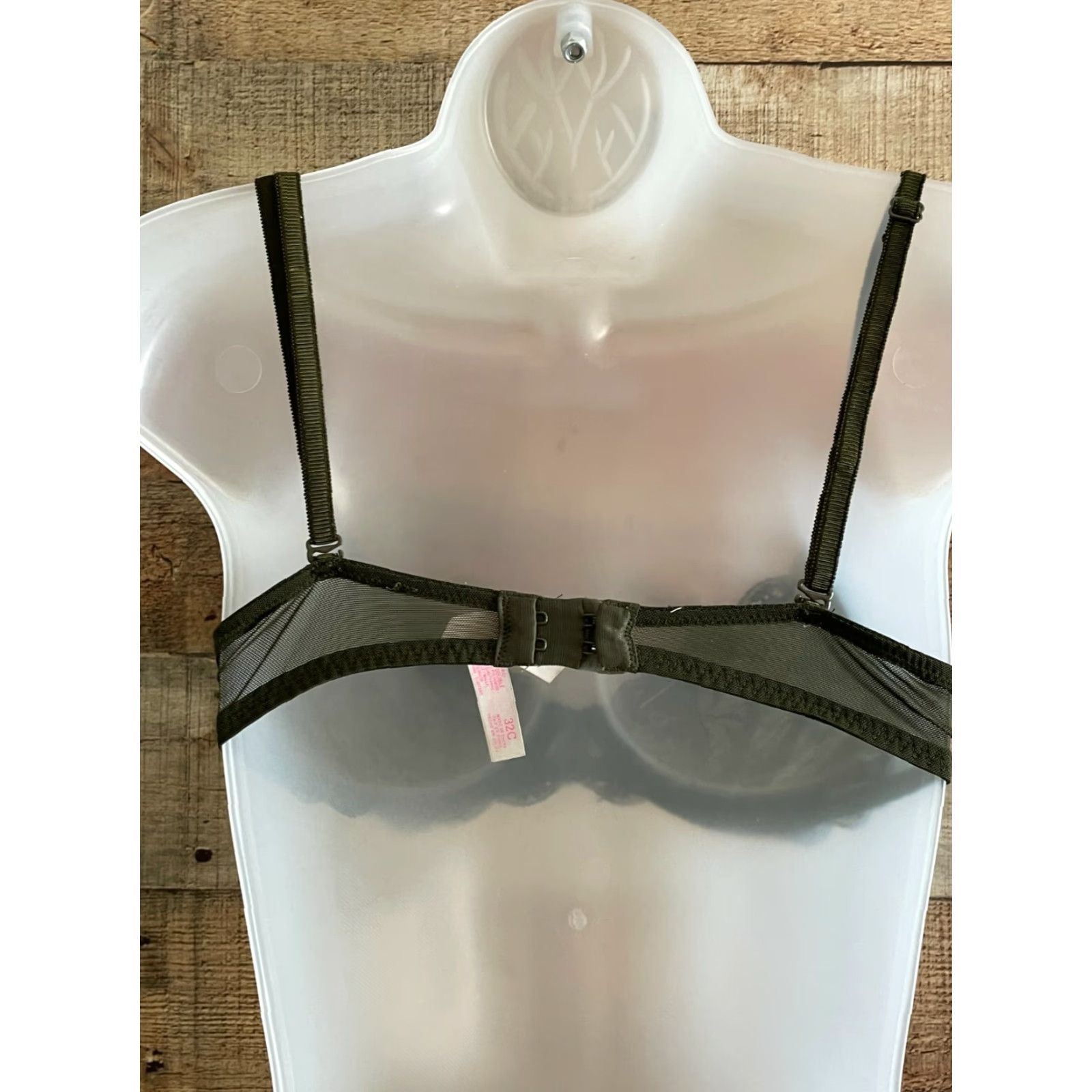 Victoria's Secret Victoria's Secret Pink Bra Unlined Underwire 32C Green Demis Floral Nylon Elastane Womens B Cup Underwire, 34 Band Size ONE SIZE - 3 Thumbnail