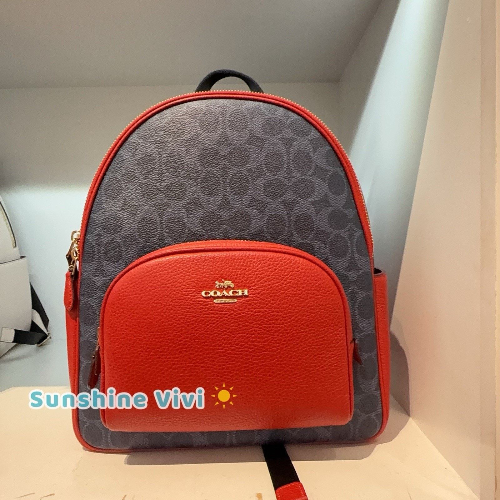 Coach NWT Coach Court Backpack Canvas CZ176 Denim/Bold Red Size ONE SIZE - 1 Thumbnail