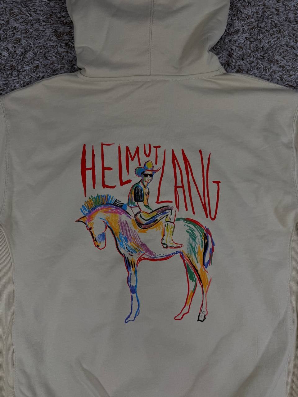 Helmut Lang NWT Helmut Lang Scribble Logo Hoodie 'Stone' Size US L / EU 52-54 / 3 - 13 Thumbnail