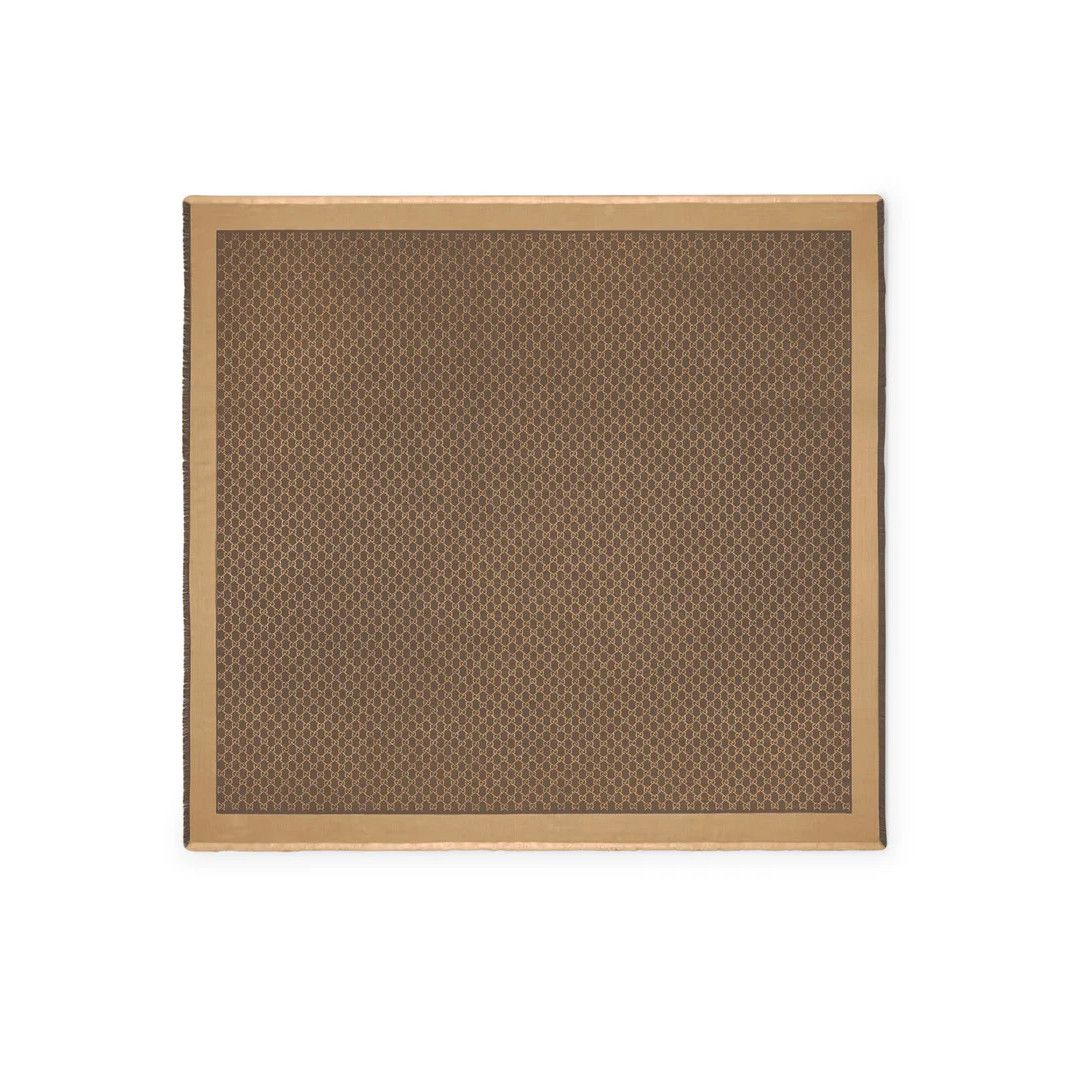 AMI GUCCI $770 Brown/Beige Laminated GG Wool Scarf New & Authent Size ONE SIZE - 1 Thumbnail