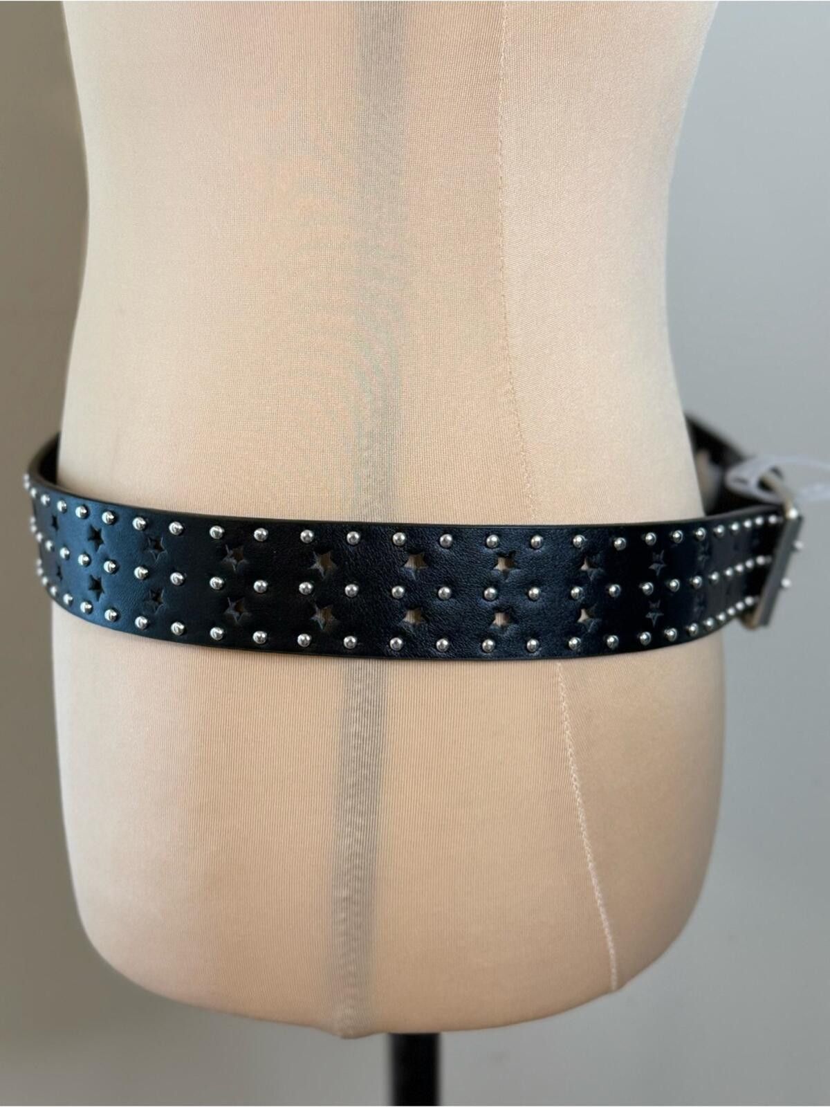 Other Faux leather black belt star cutout silver studs western 42” Size ONE SIZE - 2 Thumbnail