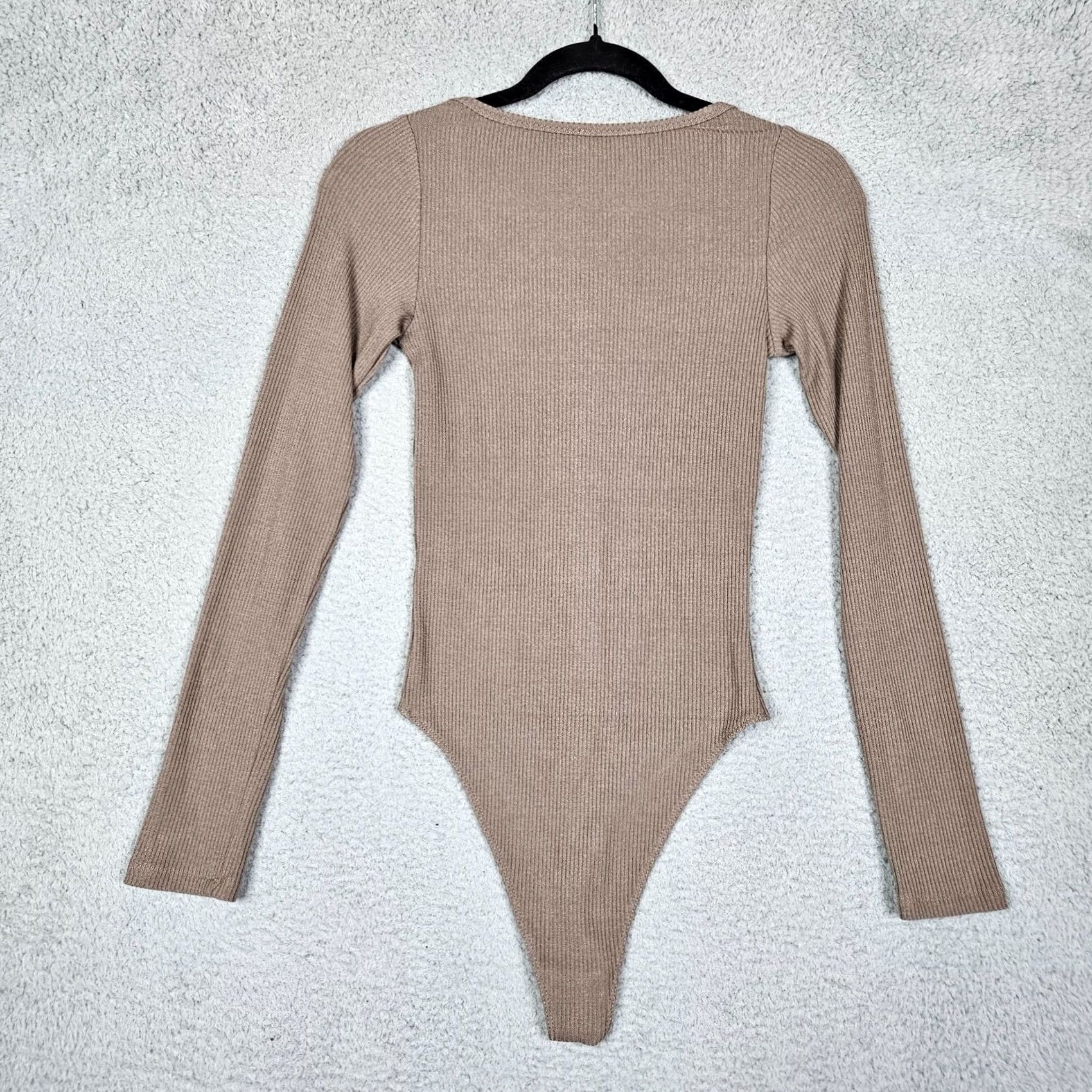 NAADAM Naadam Women's Brown Button Up Scoop Neck Ribbed Bodysuit Sz S Size S / US 4 / IT 40 - 2 Thumbnail