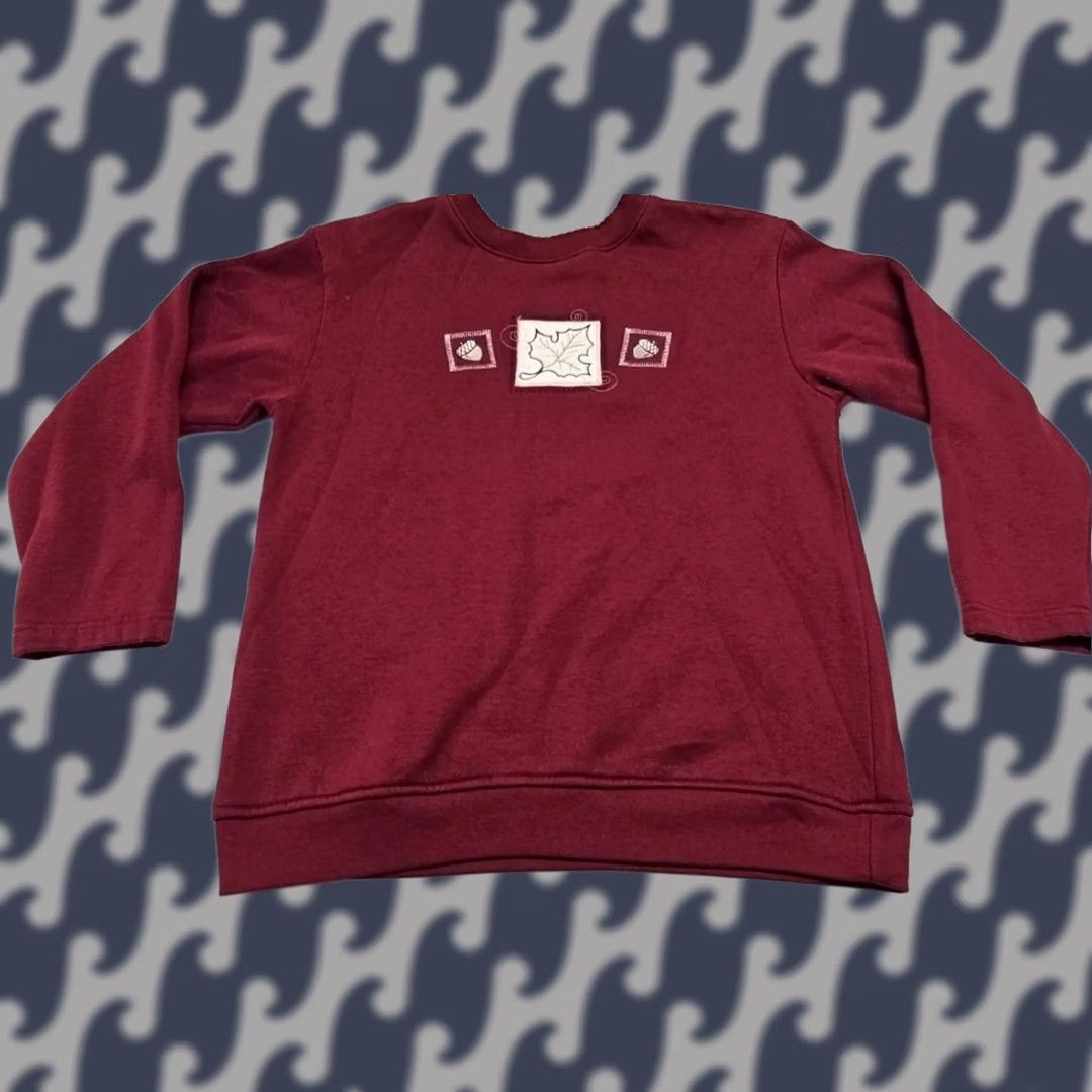 Vintage Vintage Bobbie Brooks Maroon Sweatshirt Womens Leaf Embroidered Small Crewneck Sweater Pullover Knit Cotton Polyester Crew Neck Fall | Womens | S Size S / US 4 / IT 40 - 1 Thumbnail