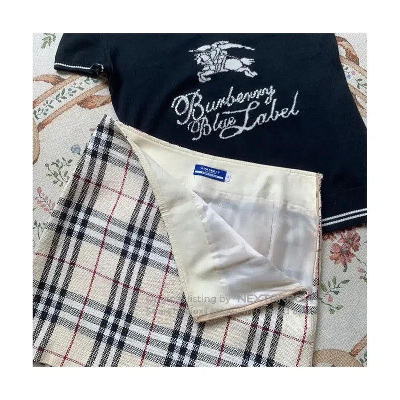 Burberry Burberry Khaki Plaid Cotton Blend Skirt. Size 23" - 2 Thumbnail