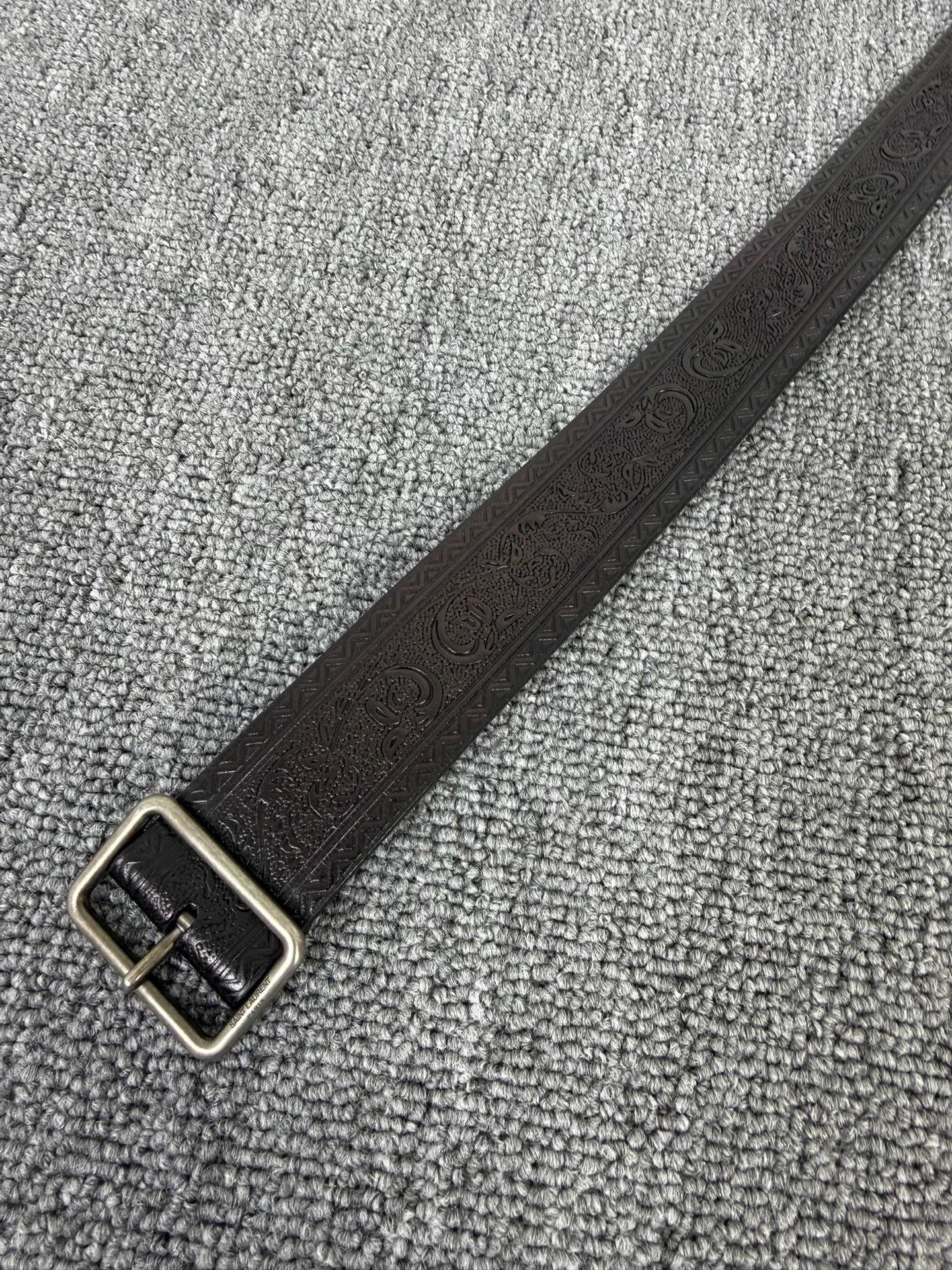 Saint Laurent Paris YSL SLP 18FW Paisley Emboss Rect Buckle Belt 90cm Size ONE SIZE - 4 Thumbnail